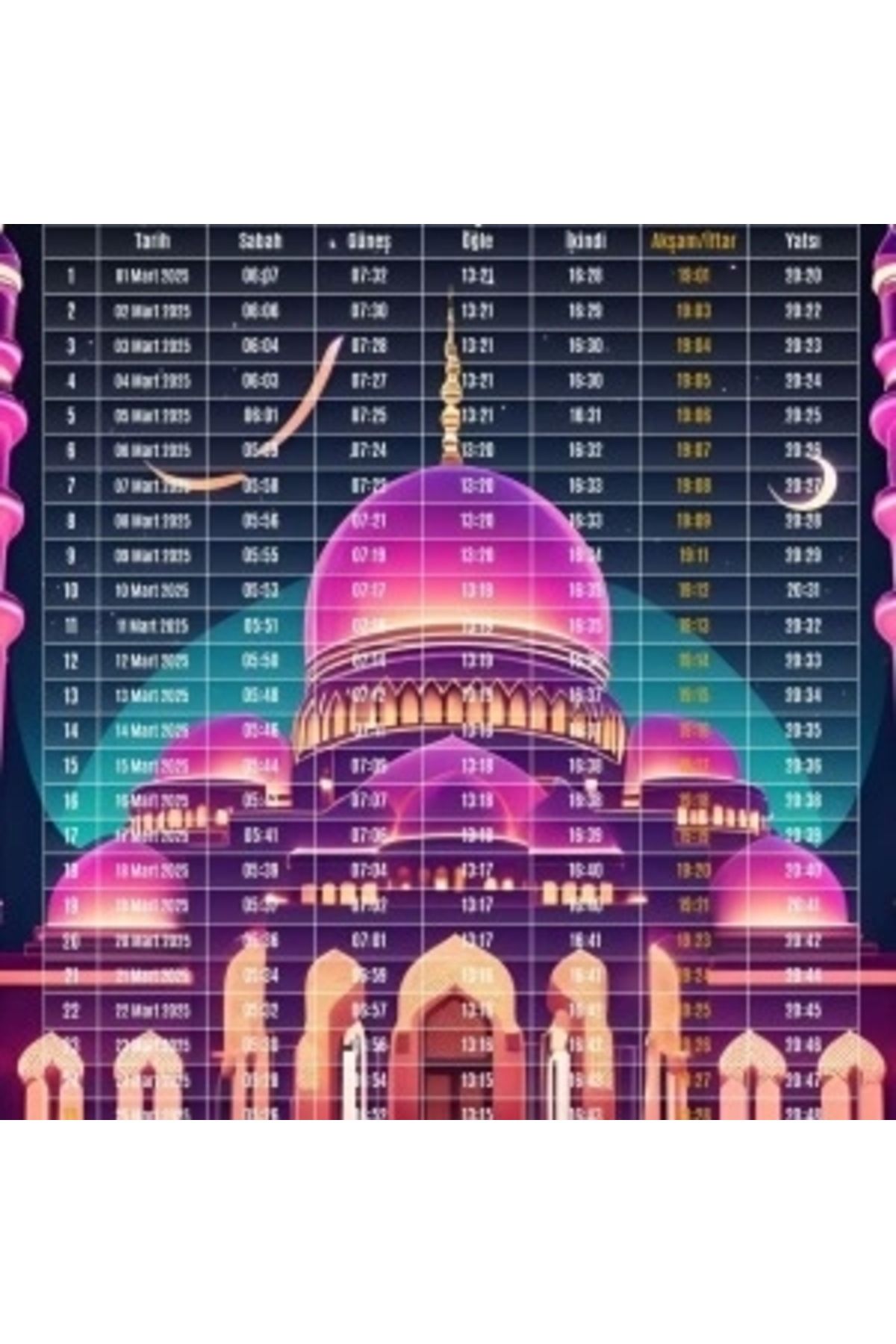 STOREMAX Ramazan İmsakiyesi Modern Kişiye Özel Tasarımlı Dijital Baskı 50 Adet A4 300 gr Model 7
