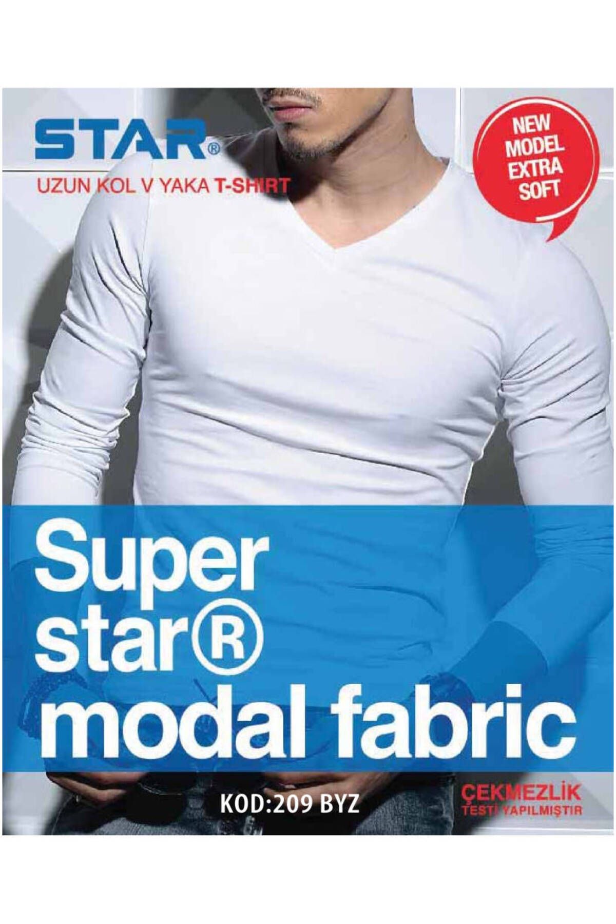 Star ERKEK MODAL UZUN KOL V YAKA T-SHİRT