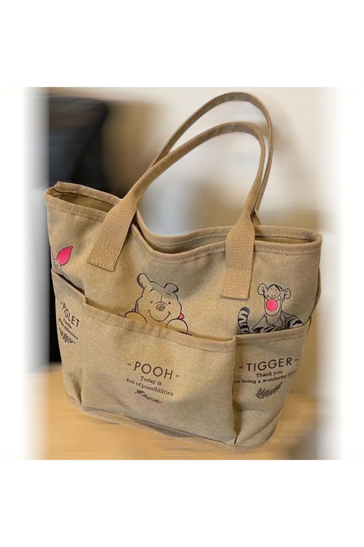ORGANICYOU PUTIAN Winnie The Pooh Tote Çantası, Vintage Stil Omuz Çantası