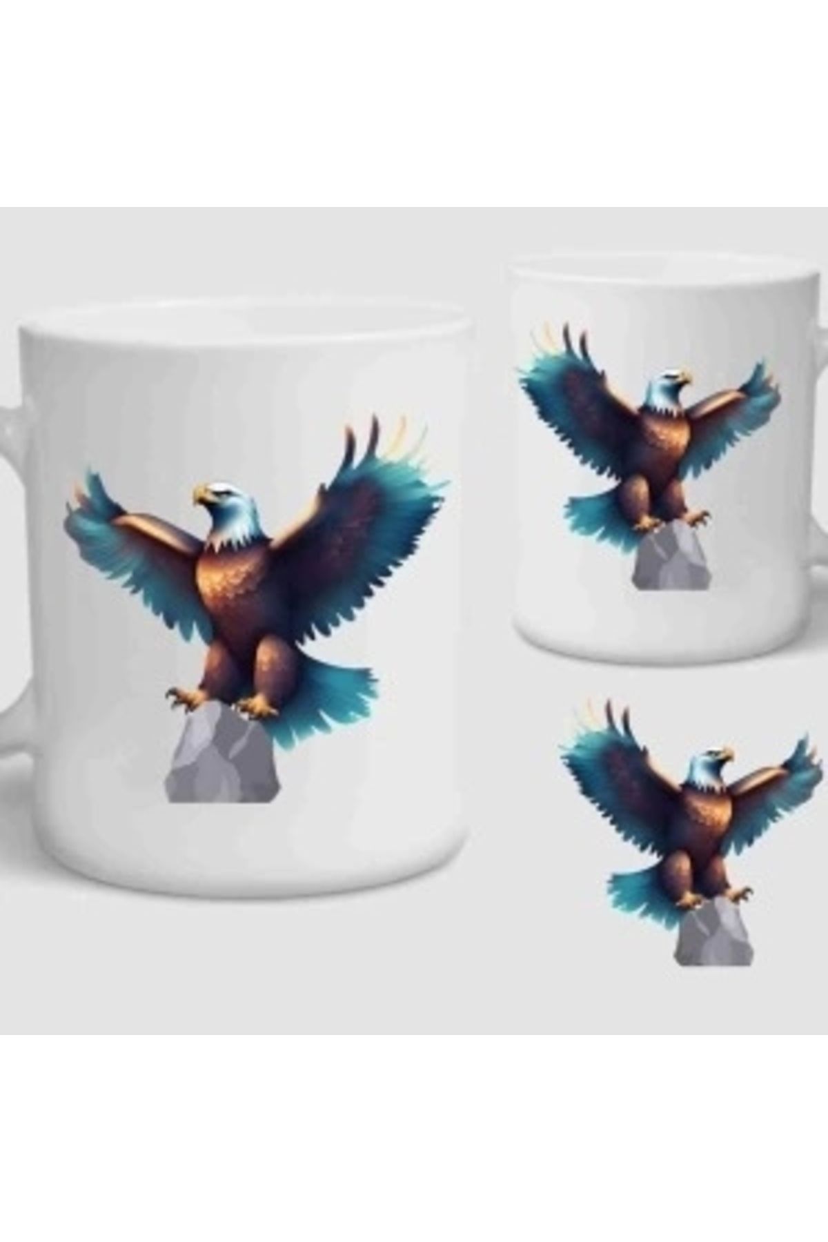 STOREMAX Baskılı Porselen Kupa Bardak Çift Taraflı Baskı 1 Adet Kartal