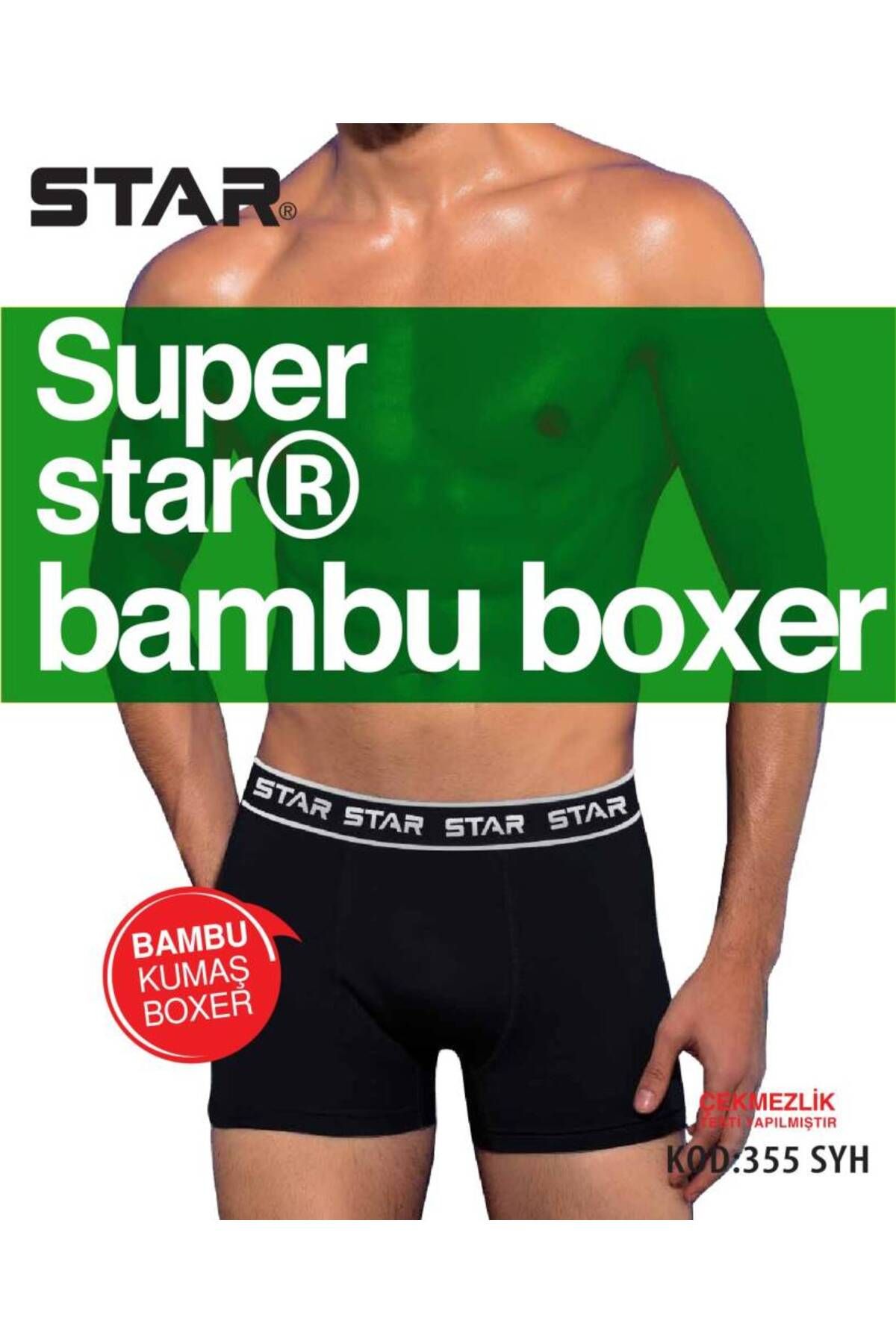 Star 3 LÜ ERKEK ORGANİK BAMBU BELİ KEMERLİ BOXER