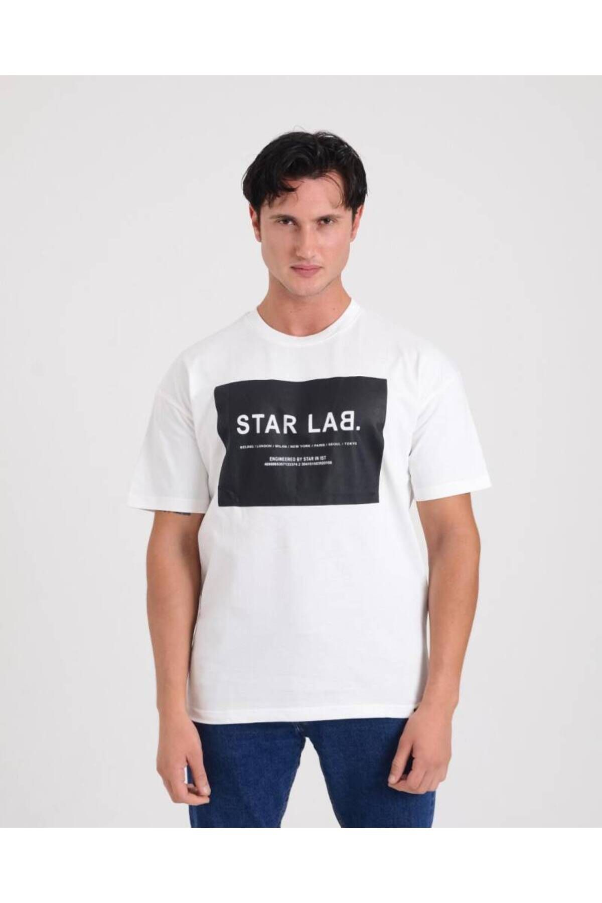 Star ERKEK OVERSİZE STAR LAB BASKILI T-SHİRT