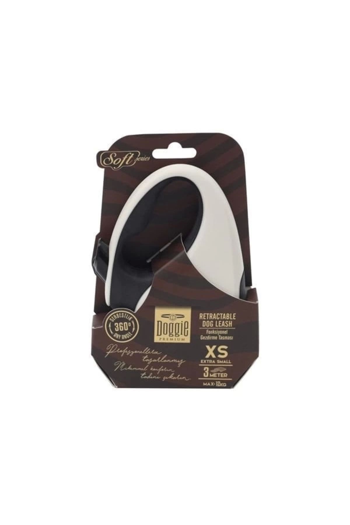 YNT İthalat Doggie Soft Otomatik Köpek Uzatma Tasması Xsmall Beyaz 12 Kg 3 Mt