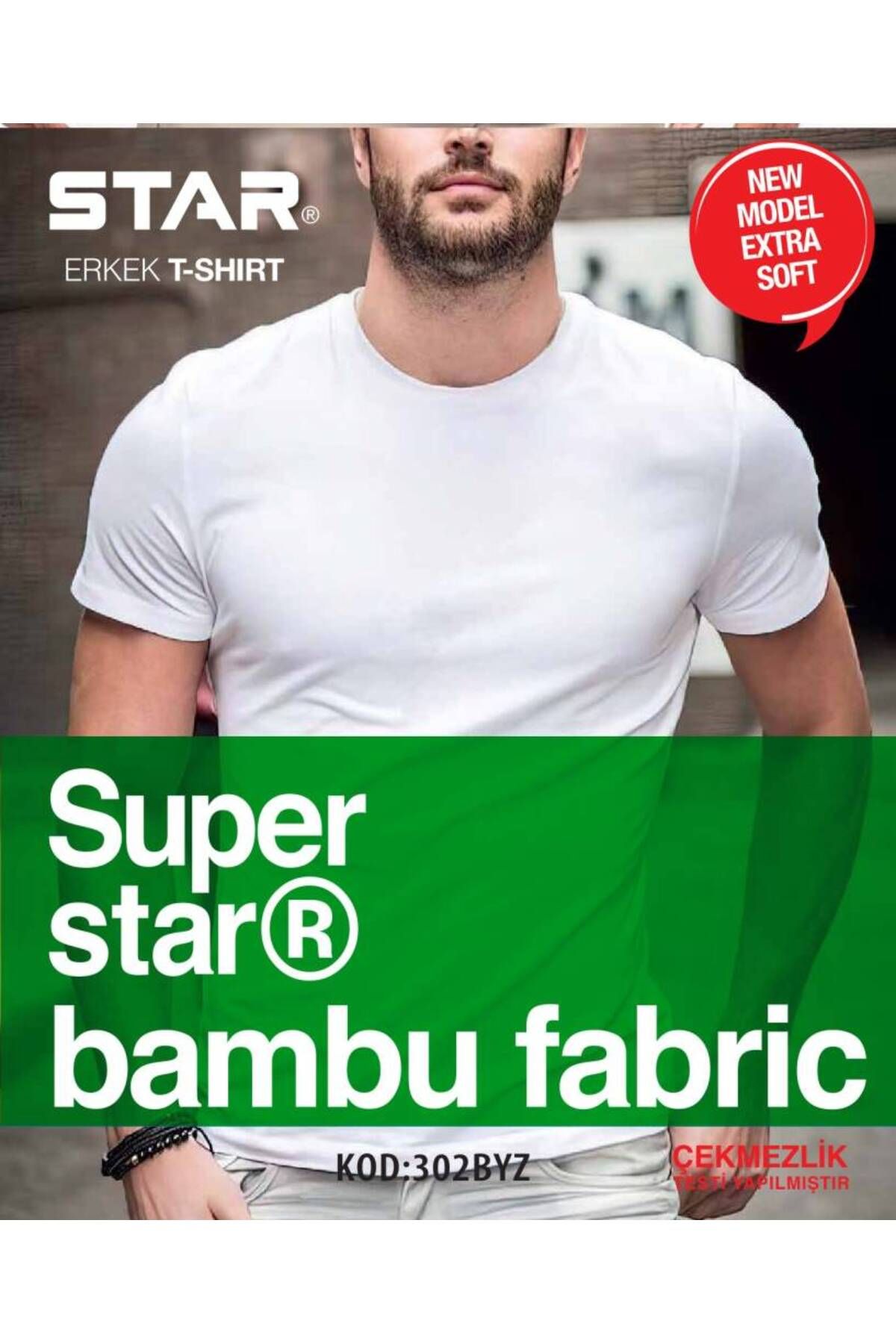 Star 3 LÜ ERKEK ORGANİK BAMBU KISAKOL SIFIR YAKA BASİC T-SHİRT
