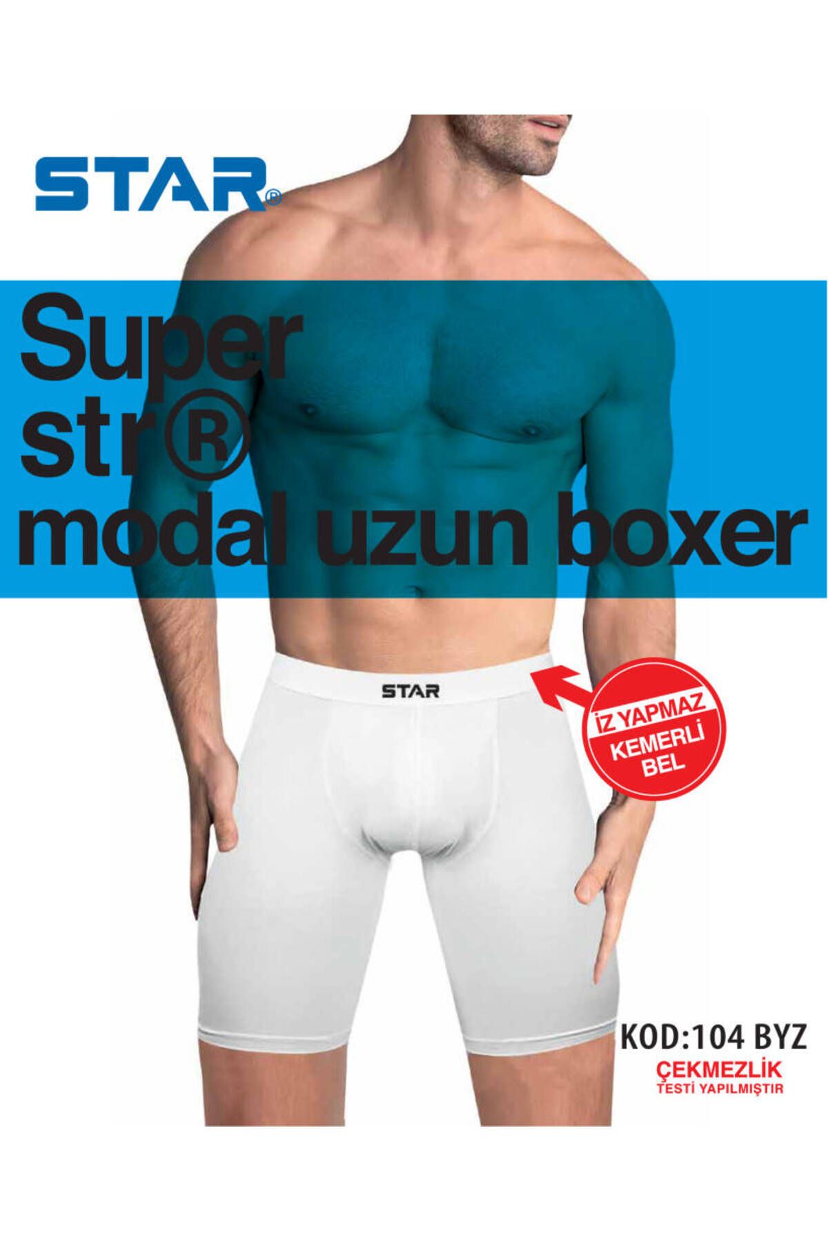 Star 3 LÜ ERKEK MODAL KEMERLİ UZUN BOXER