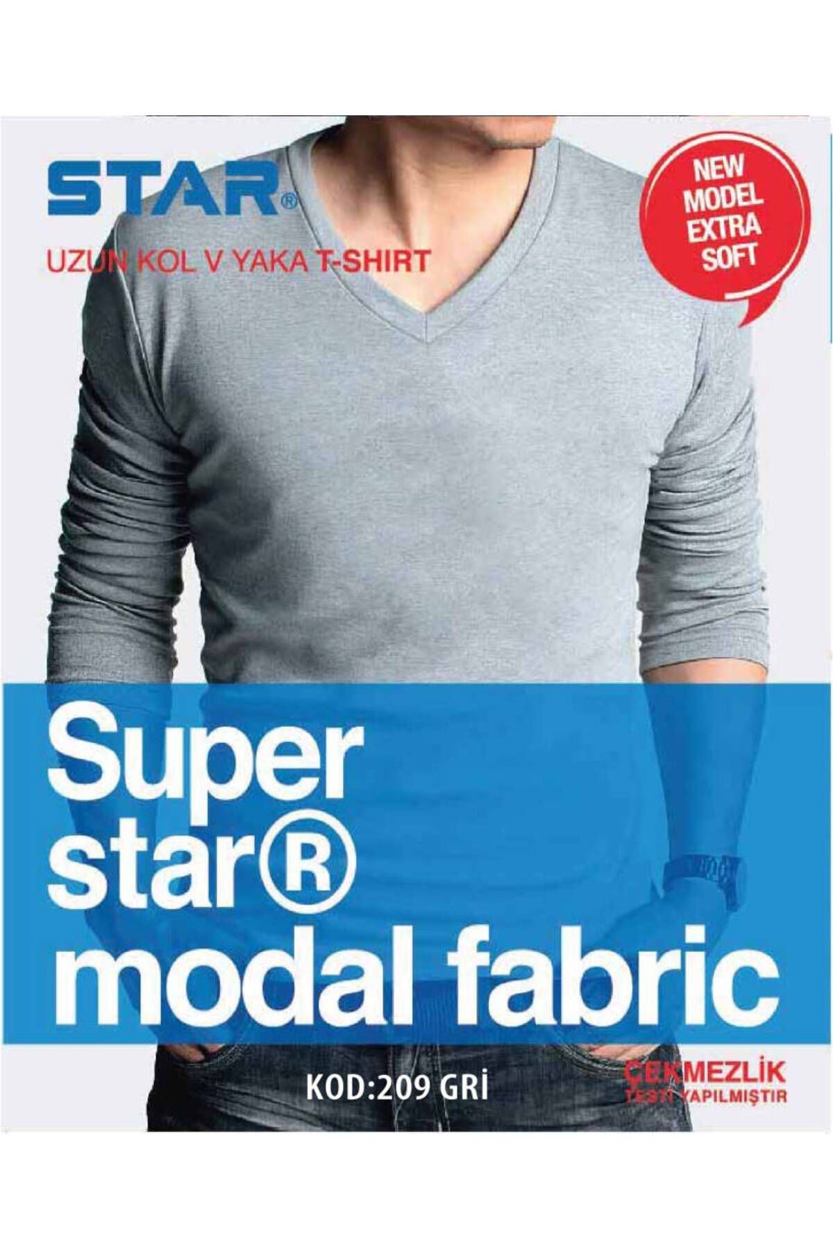 Star ERKEK MODAL UZUN KOL V YAKA T-SHİRT