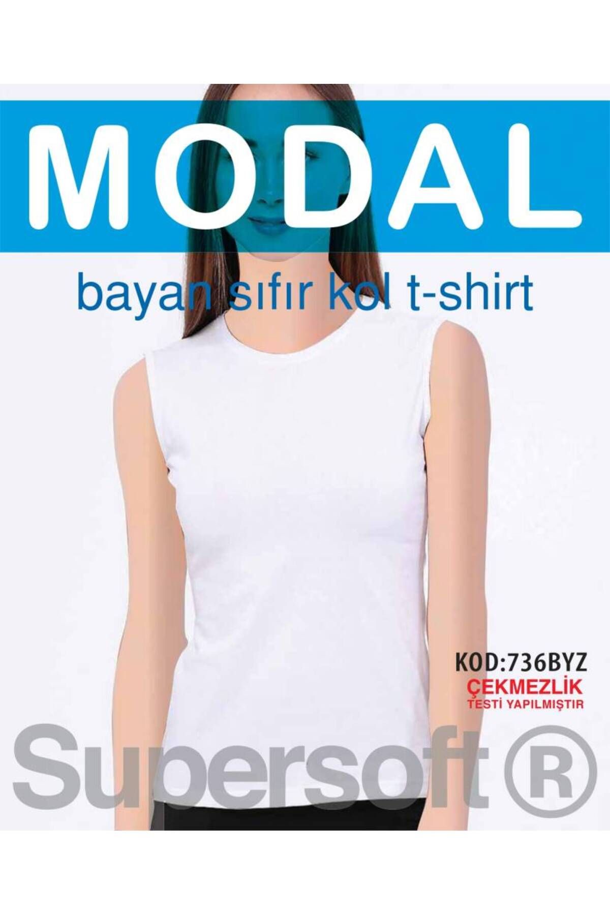 Star KADIN BEYAZ MODAL SIFIR YAKA SIFIR KOL ATLET