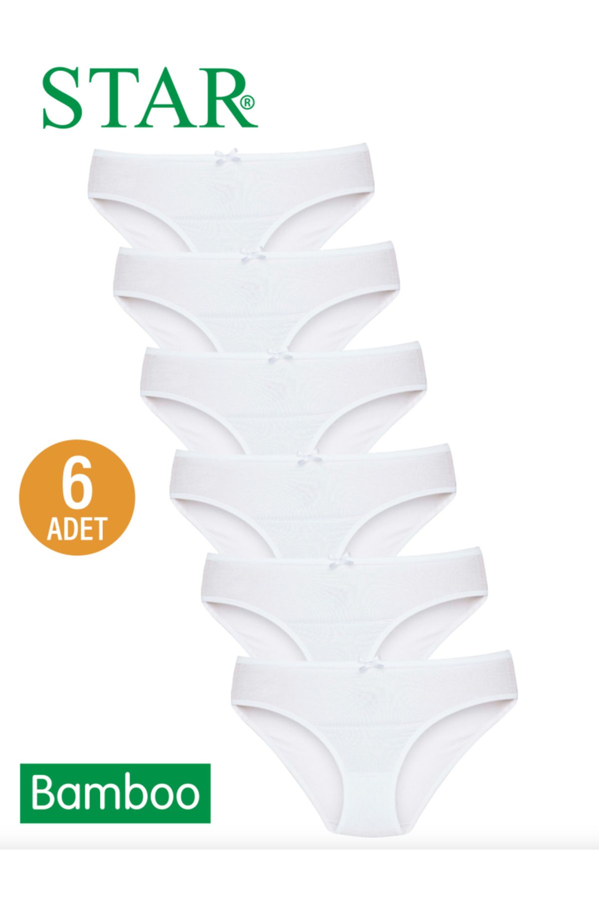 Star 6 LI KADIN BEYAZ ORGANİK BAMBU BİKİNİ KÜLOT