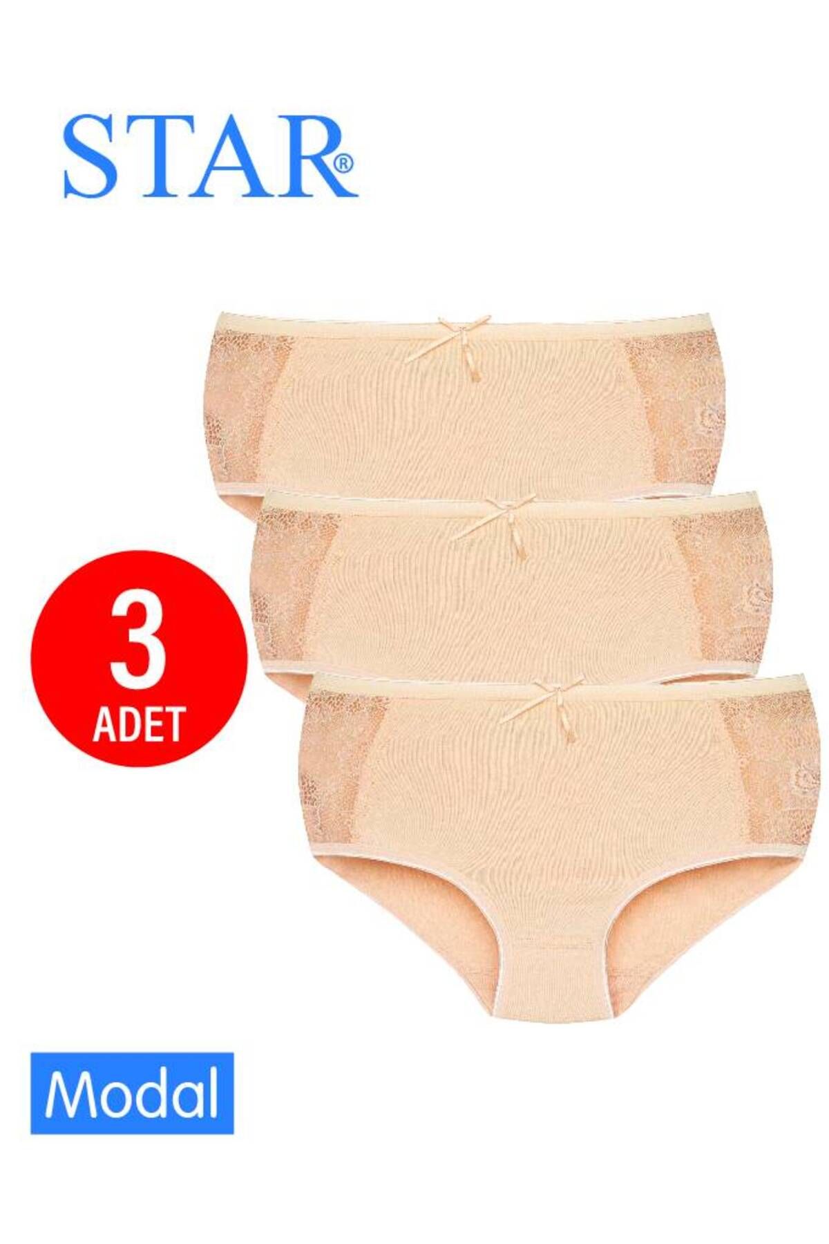 Star KADIN 3 LÜ TEN MODAL YANI DANTEL DETAYLI BATO KÜLOT