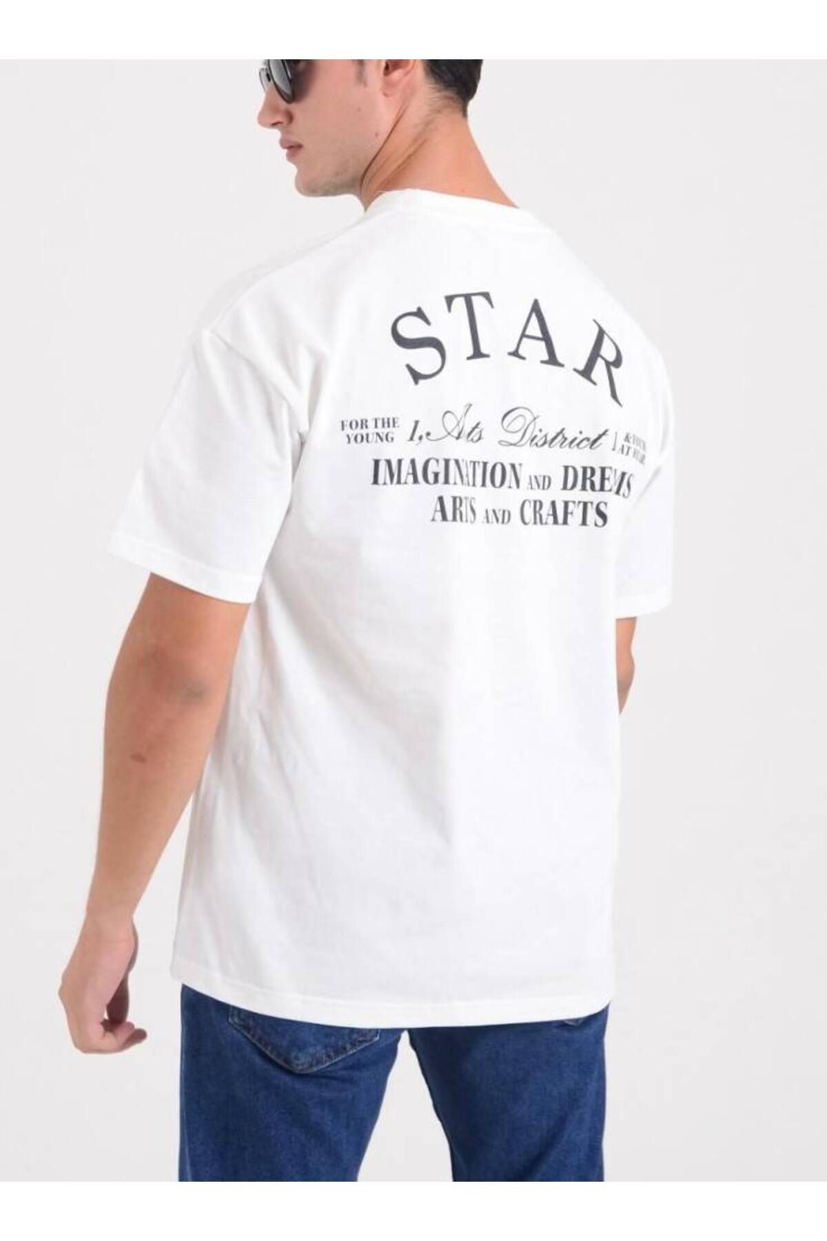 Star ERKEK OVERSİZE ARKASI YAZILI T-SHİRT
