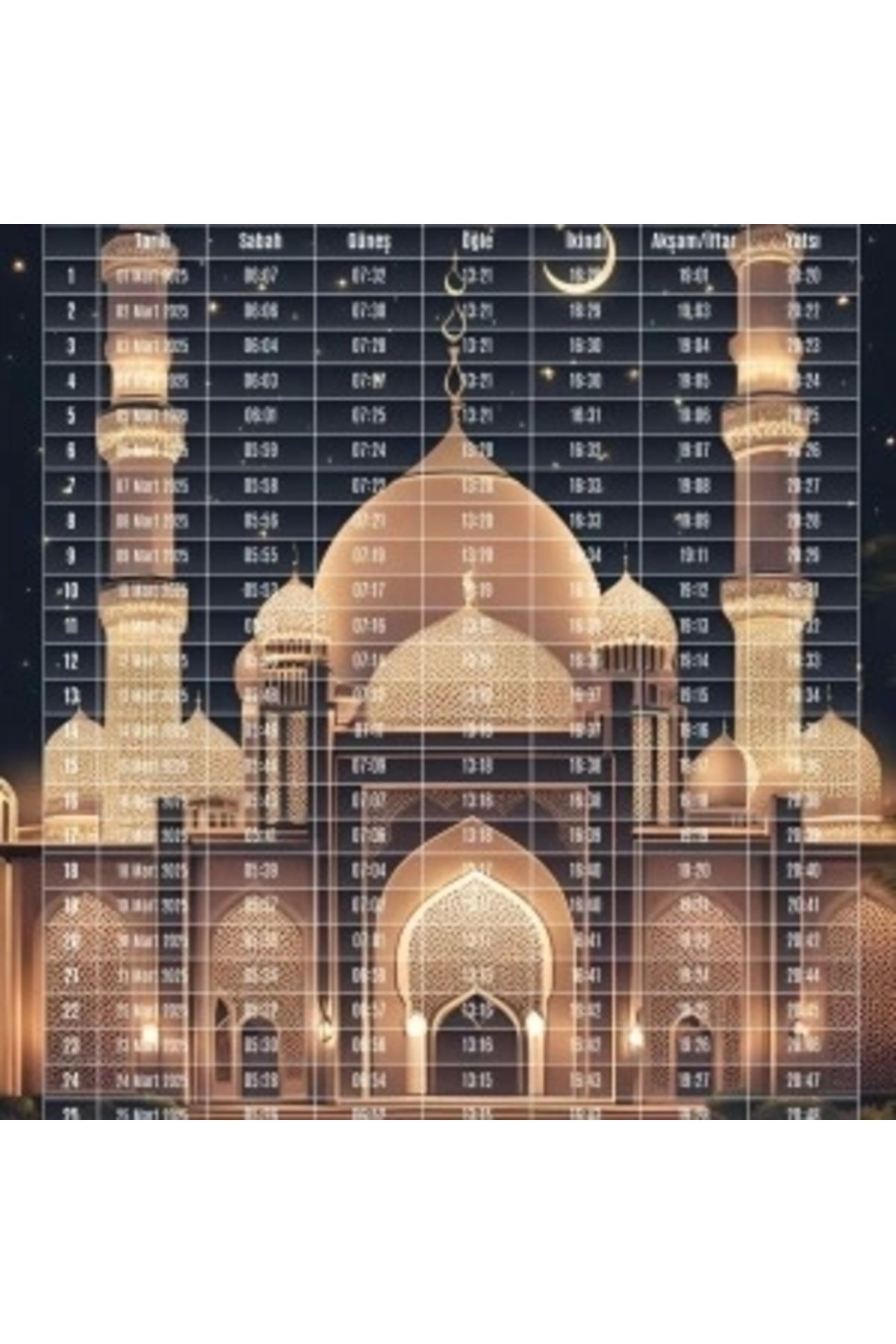 STOREMAX Ramazan İmsakiyesi Modern Kişiye Özel Tasarımlı Dijital Baskı 50 Adet A4 300 gr Model 16