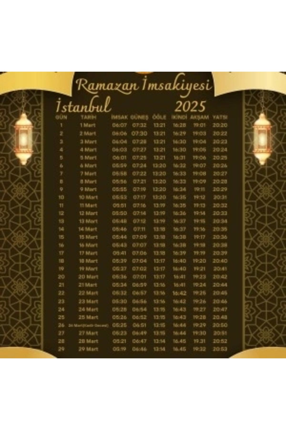STOREMAX Ramazan İmsakiyesi Modern Kişiye Özel Tasarımlı Dijital Baskı 500 Adet A4 300 gr Model 47