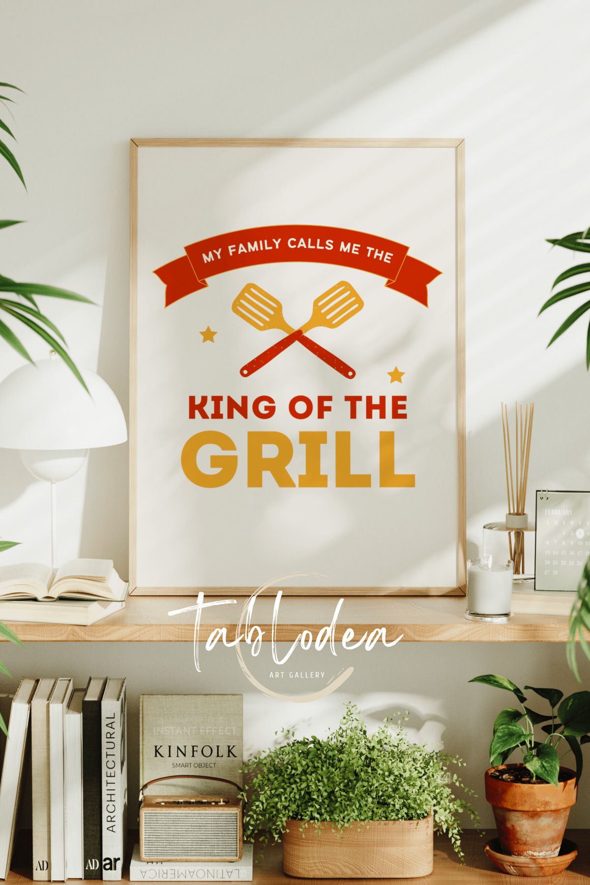 tablodea Modern Barbekü Temalı Mutfak Dekoru Çerçeveli Poster Tablo, Minimalist Dekoratif Mutfak Tablosu
