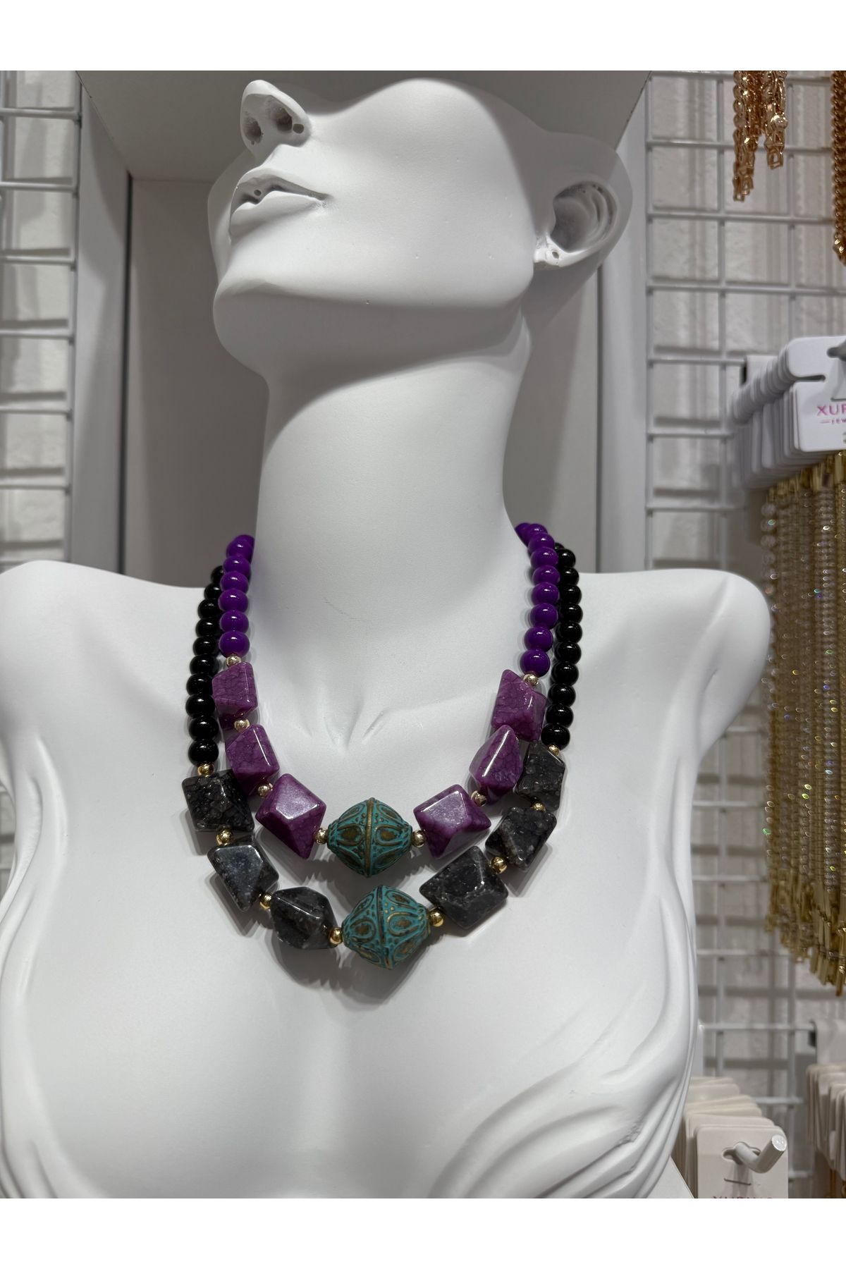 My violet accesorize RENKLİ TAŞLI BONCUKLU KOLYE