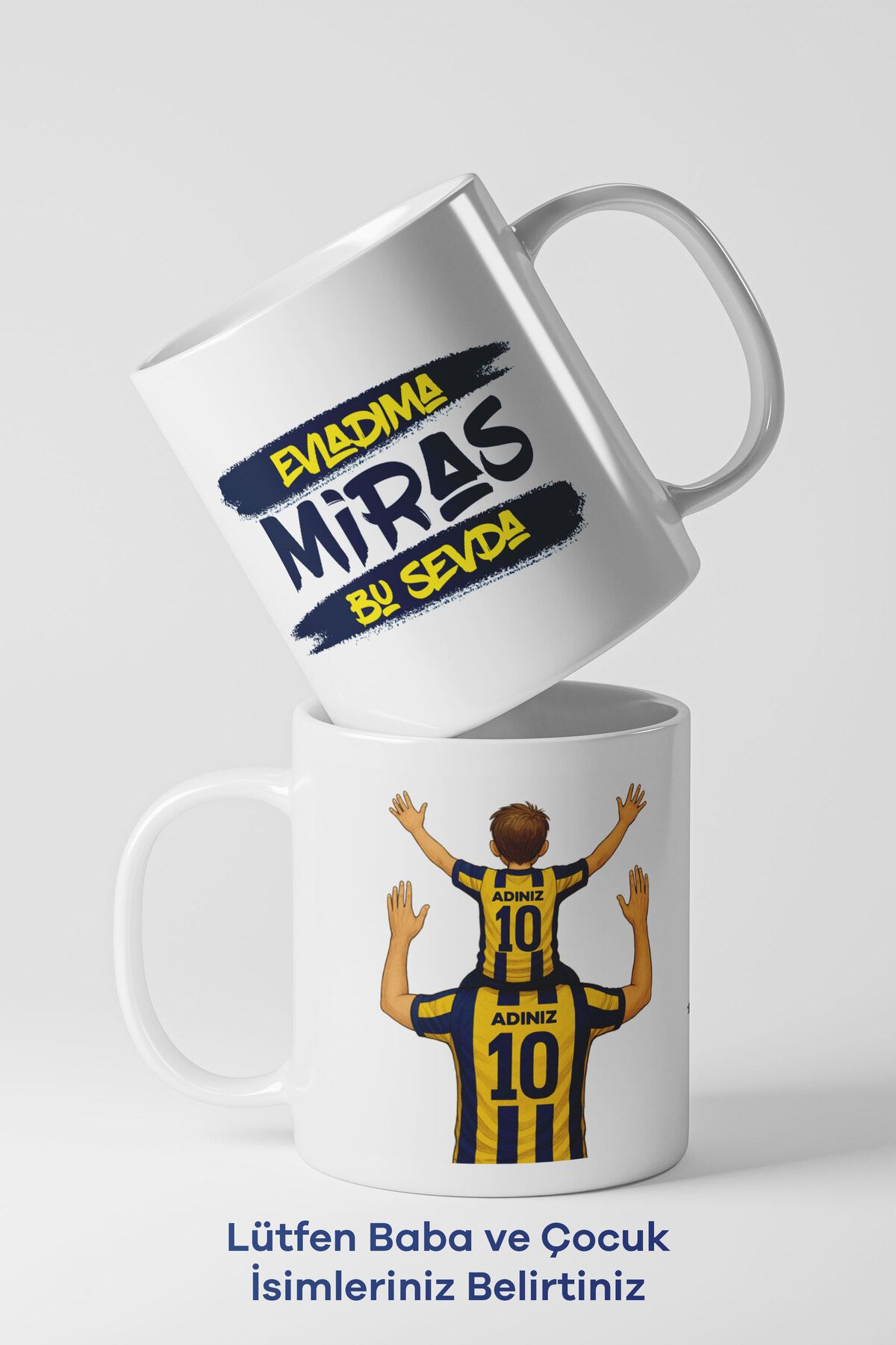 Bizon Reklam Fenerbahçe Baba & Erkek Çocuk İsim Baskılı Taraftar Kupa Bardak