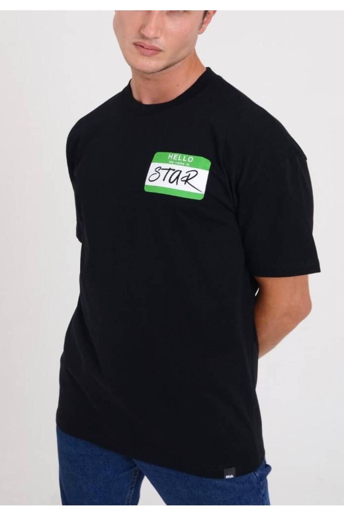 Star ERKEK OVERSİZE HELLO STAR BASKILI T-SHİRT