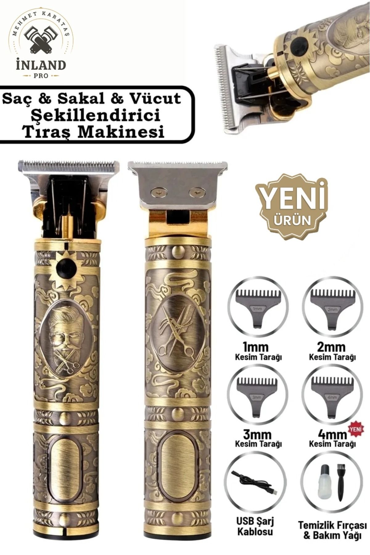 İnland Pro Tıraş Makinesi Usb Şarjlı Saç Sakal Vücut Kıl Tüy Alma Kadın Erkek Epilasyon & Kişisel