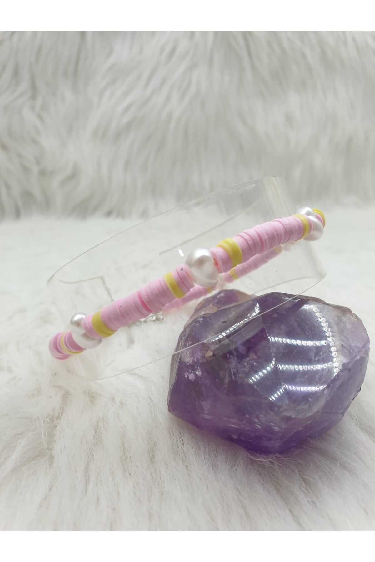 HAPPY HANDMADE FİMO BONCUKLU YAMUK İNCİLİ HALHAL AYAK AKSESUARI HEDİYELİK TAKI