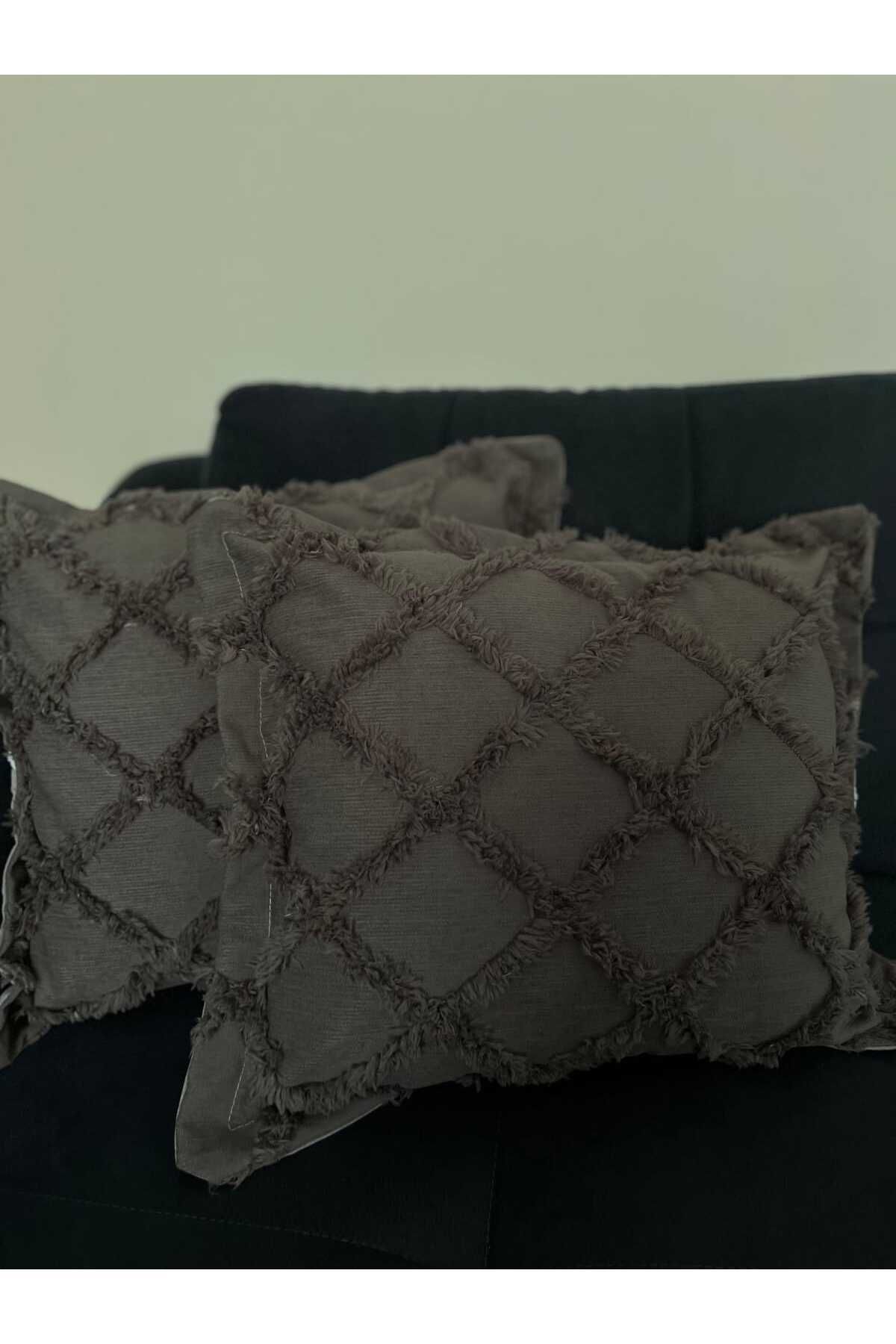 ZESA HOME Desenli Ve Püskül Detaylı 2 Adet Dekoratif Kırlent Kılıfı