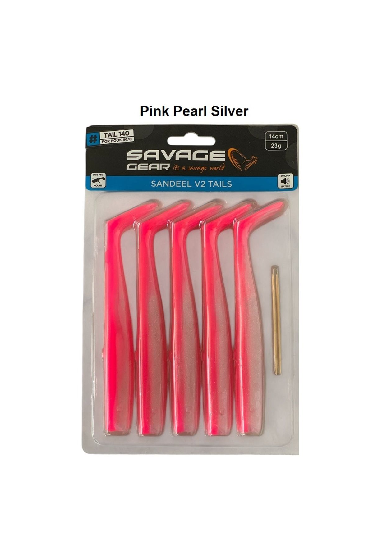 Savage Gear Sandeel V2 Tail 14cm 23gr (5'li Paket) İğnesiz Pink Pearl Silver