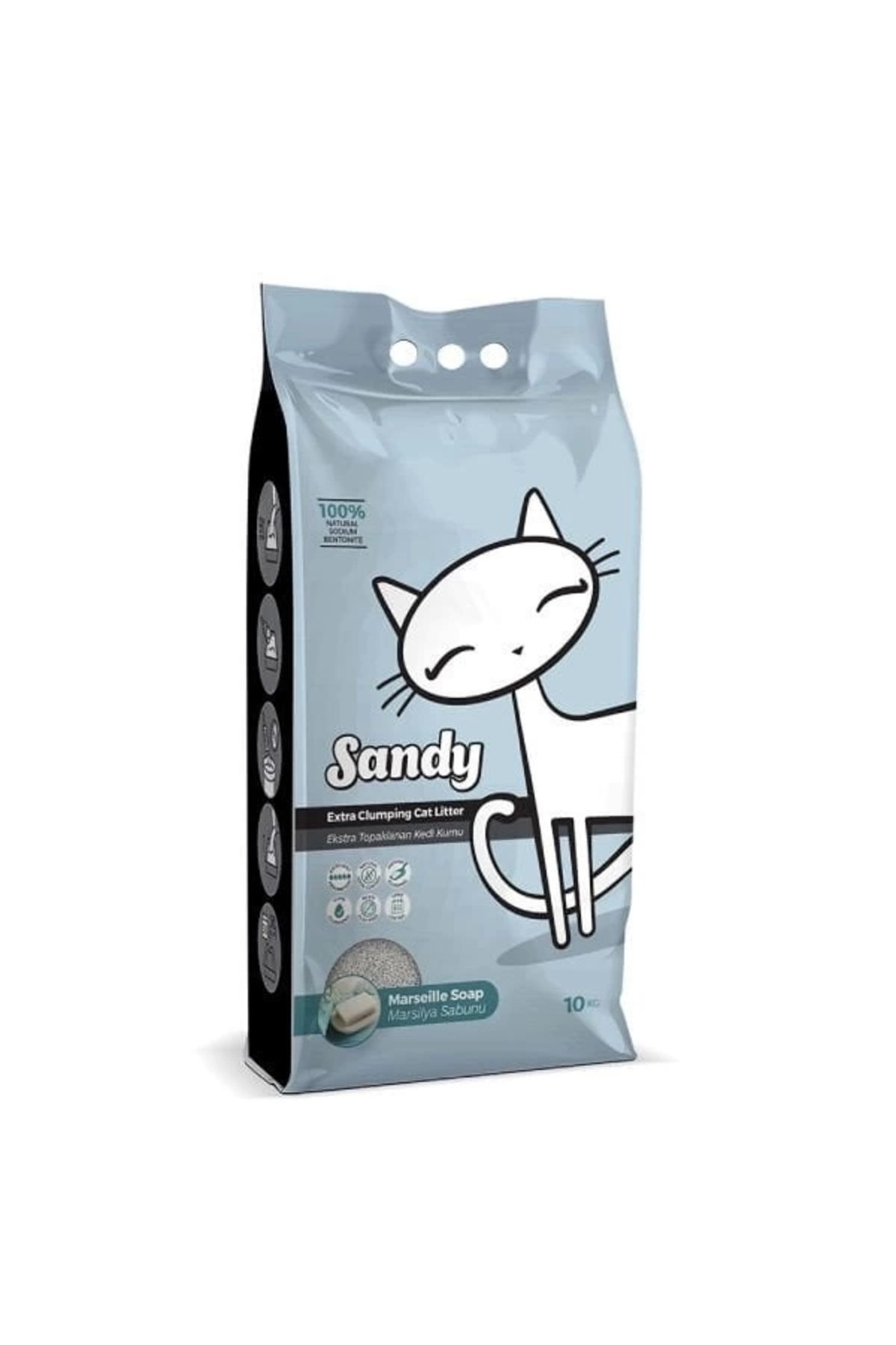 YNT İthalat Sandy Sodyum Ultra Topaklaşan Marsilya Sabunlu Doğal Kedi Kumu 10 Kg