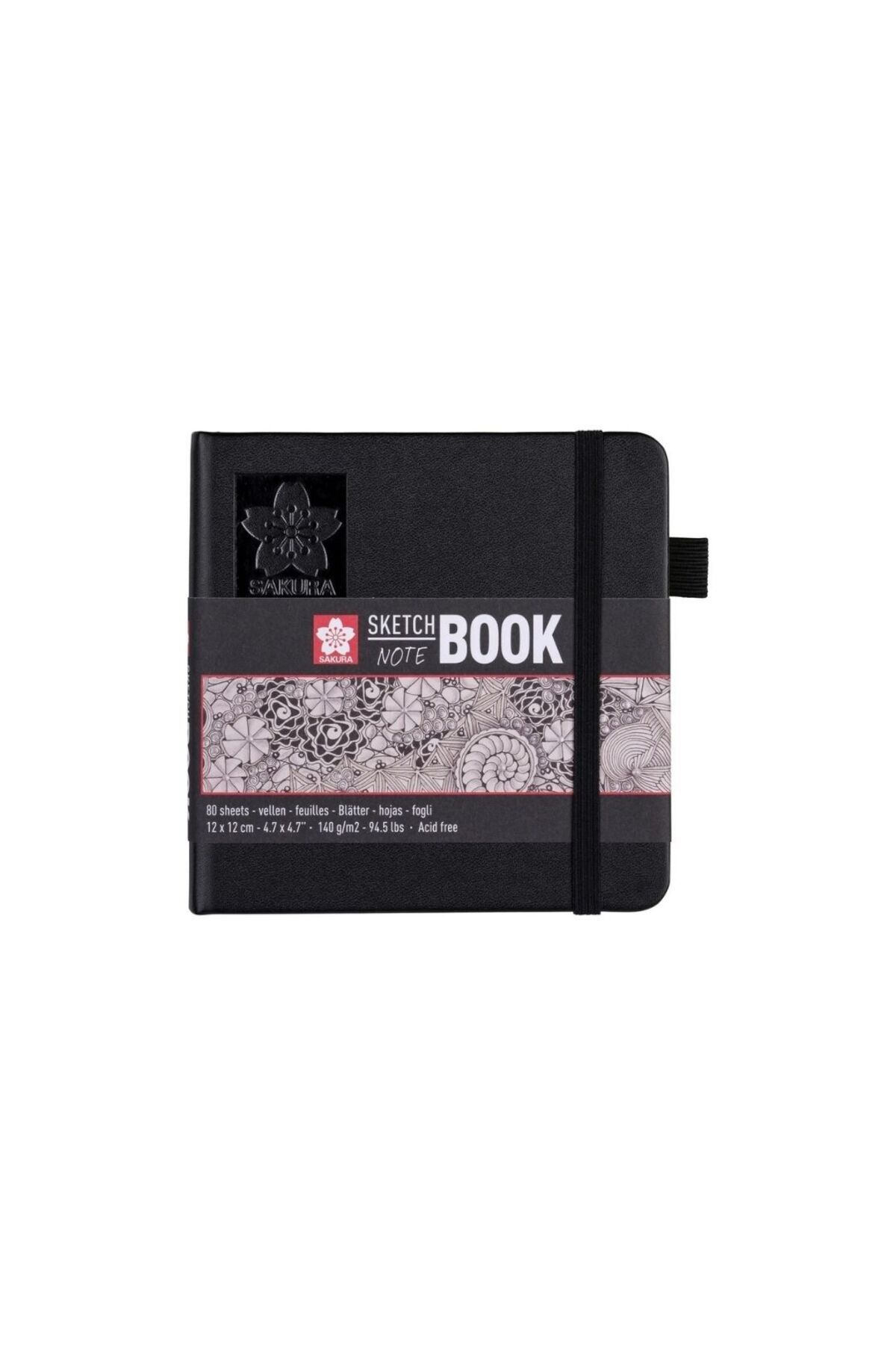 Sakura Eskiz Defteri Sert Kapak Beyaz Kağıt 140gr 12x12cm Siyah