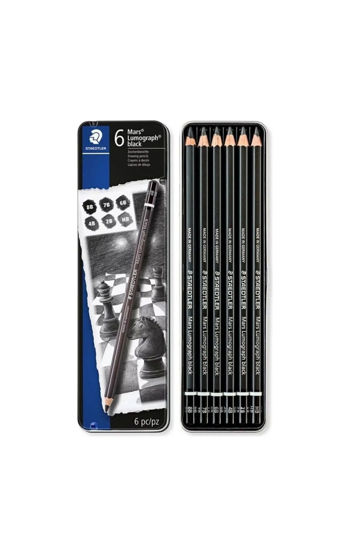Staedler Staedtler Mars Lumograph Black Mat ve Koyu Tonlar, Dereceli Kara Kalem Seti 6lı