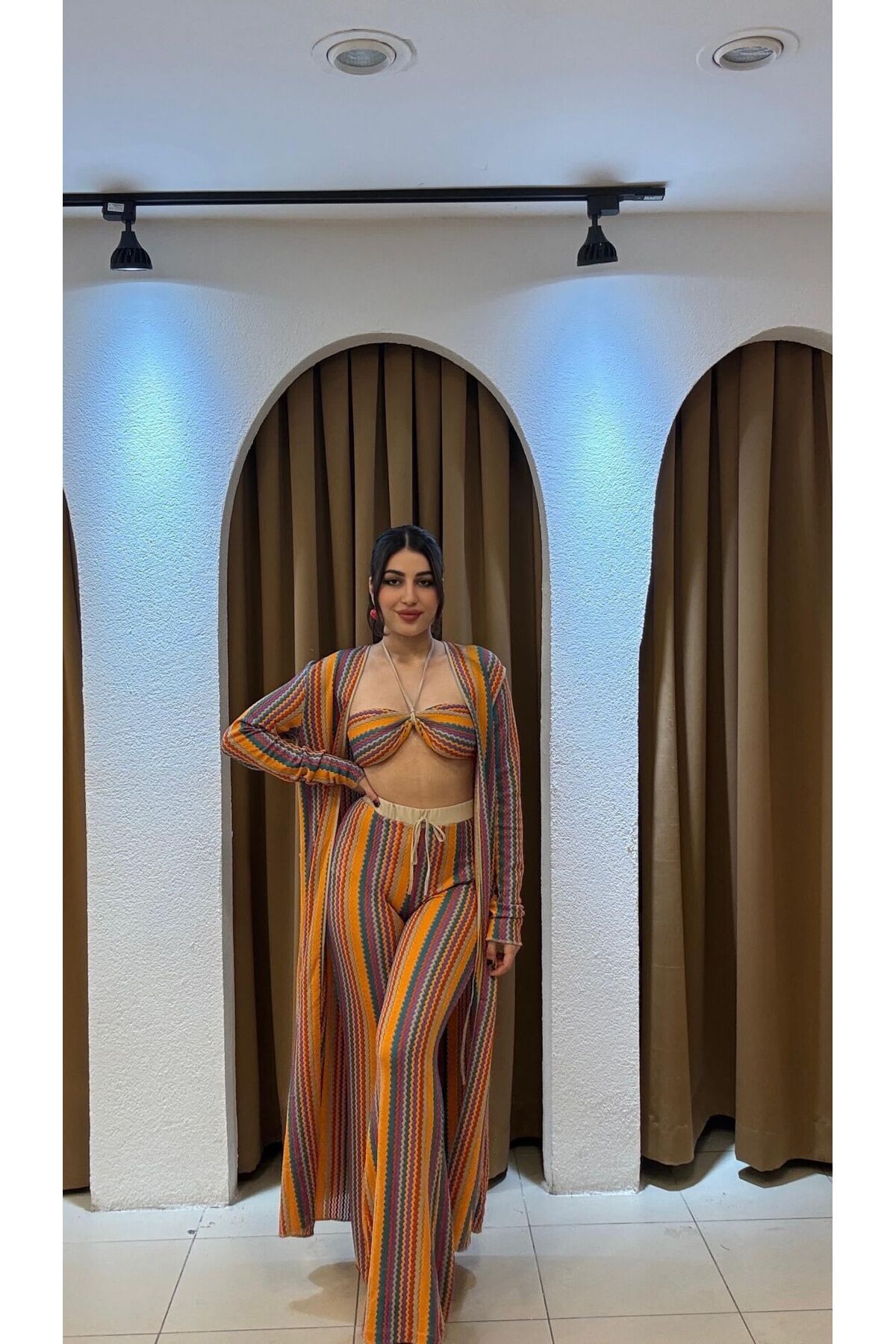 SUNAYBUTİK RENKLİ ÜÇLÜ YAZLIK TAKIM