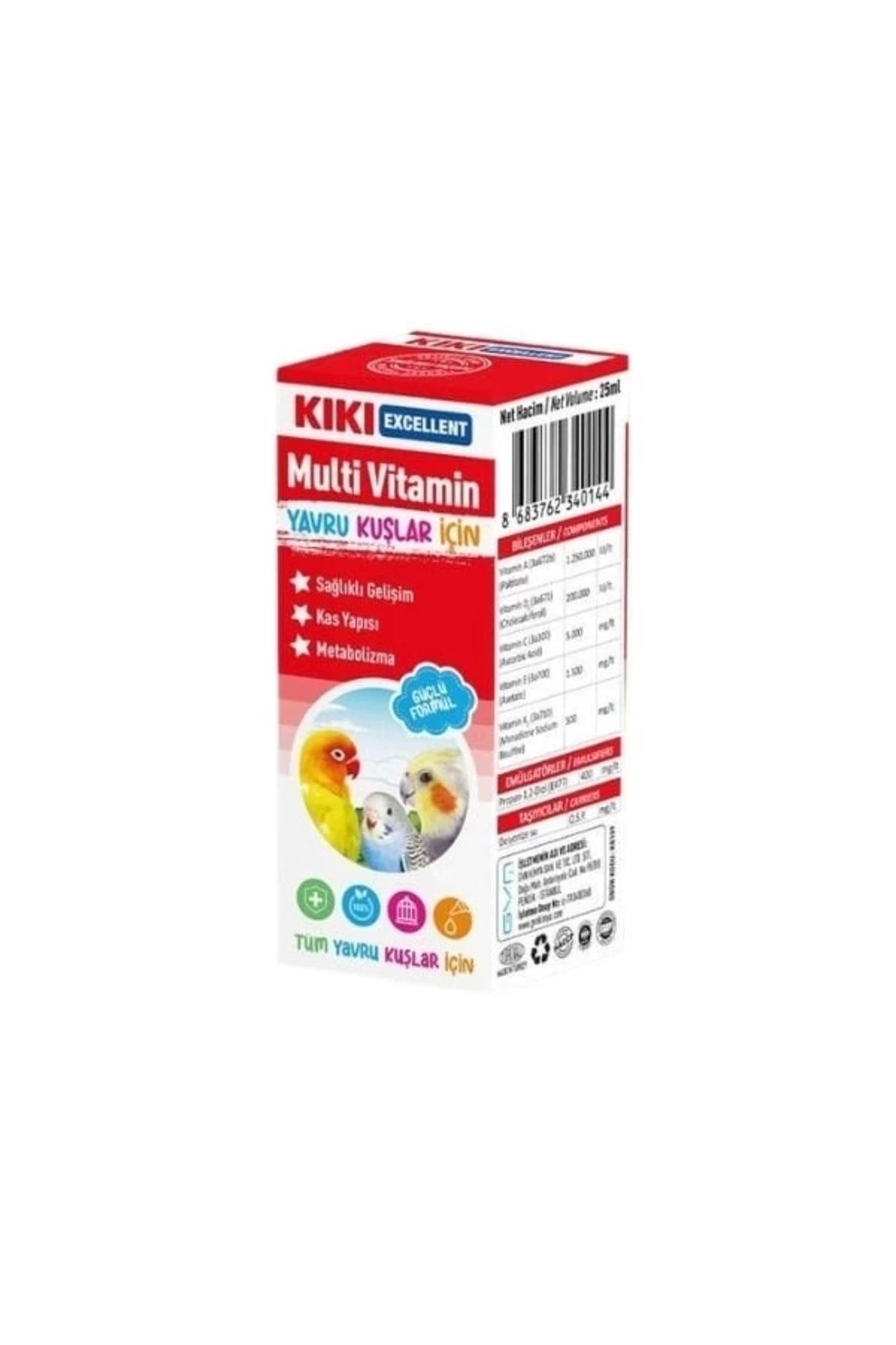 YNT İthalat Kiki Excellent Yavru Kuşlar için Multi Vitamin Sıvı Damla 25 Ml