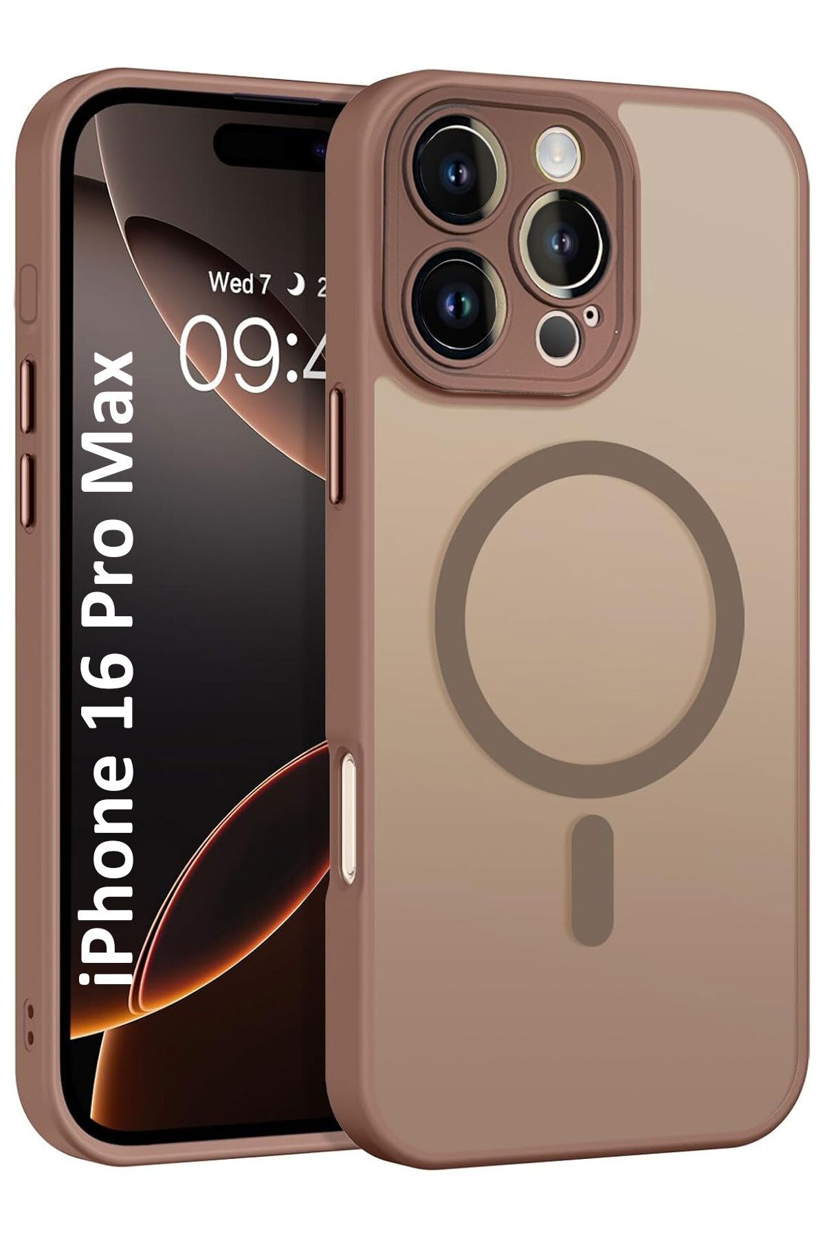 CEPSTOK iPhone 16 Pro Max Kılıf Çöl Magsafe Wireless Şarj Özellikli Kamera Lens Korumalı Mat Silikon
