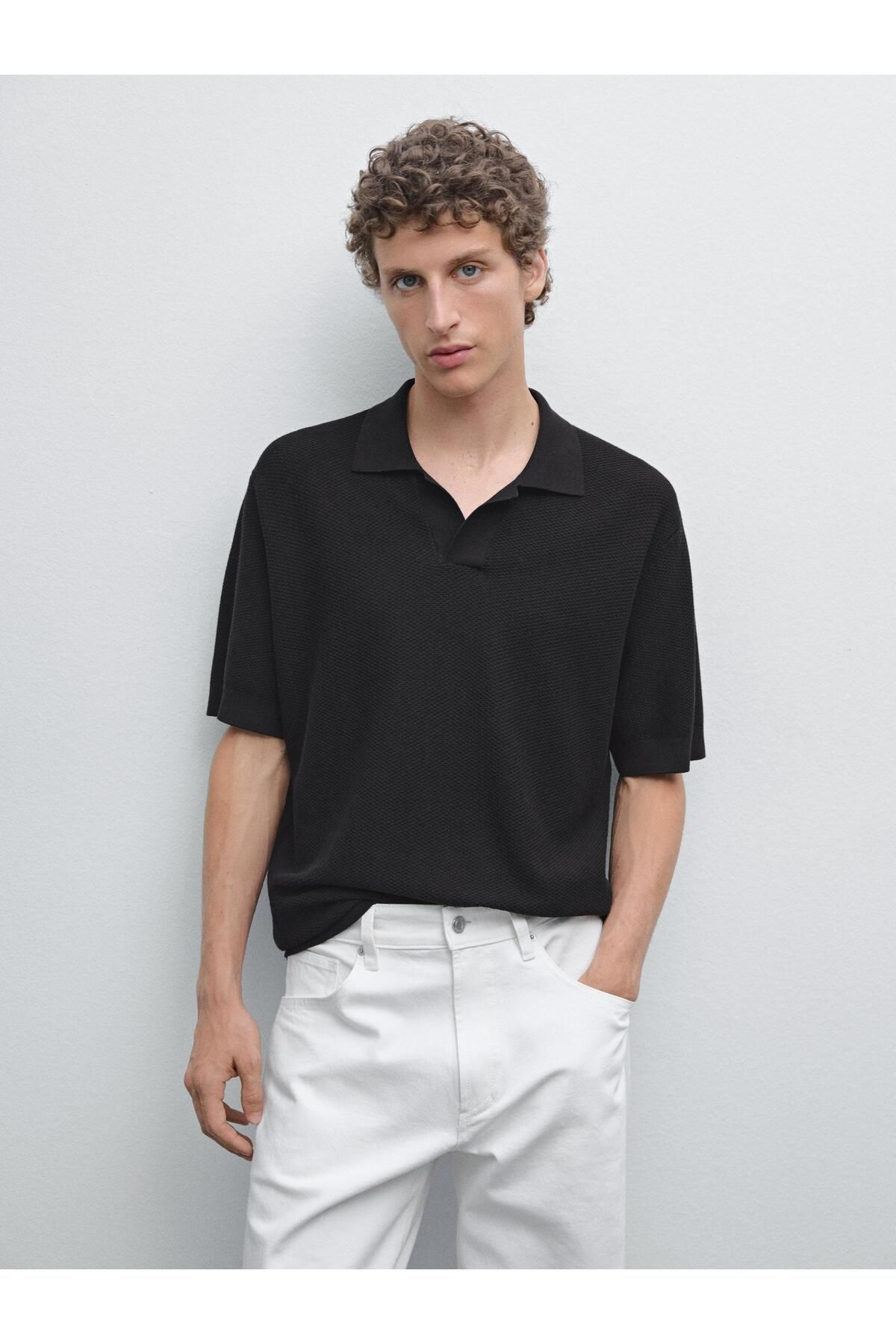 banessa Dokulu triko kısa kollu polo yaka t-shirt