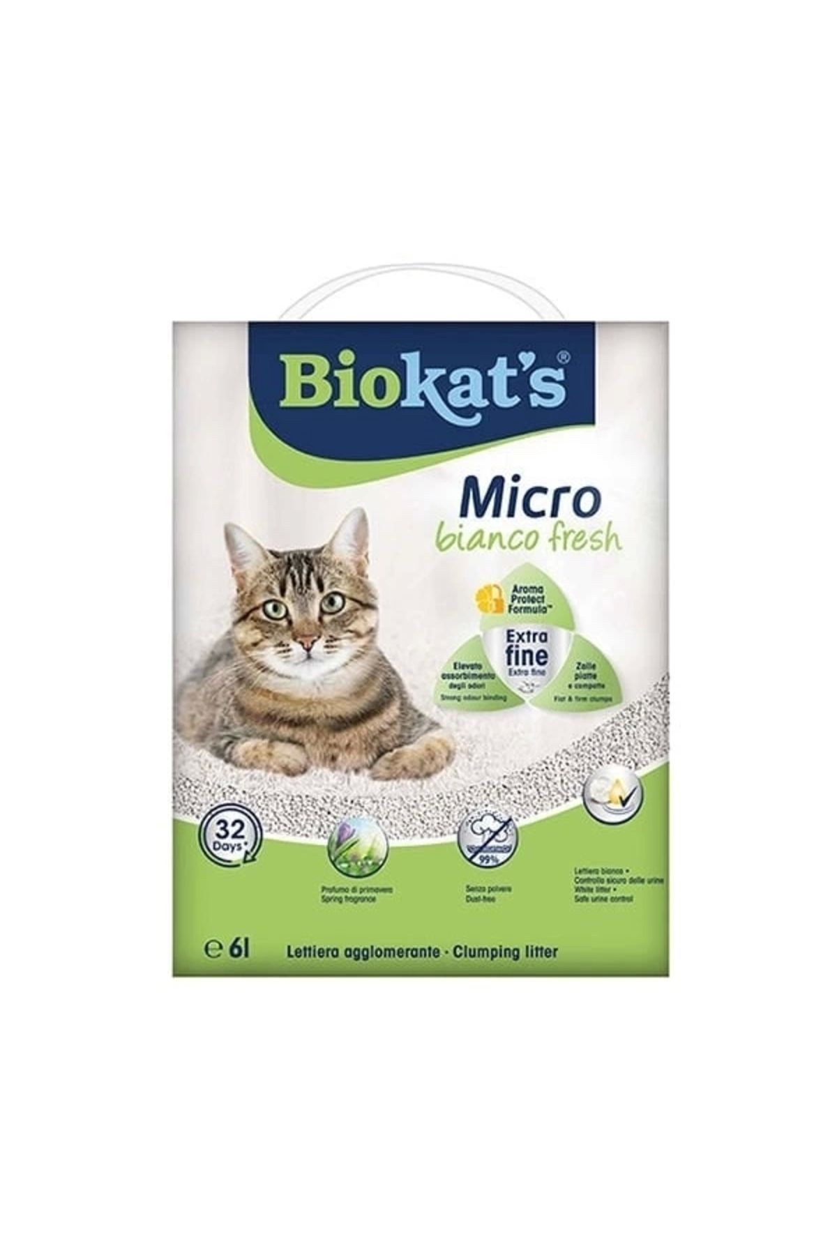 YNT İthalat Biokats Micro Fresh Bahar Kokulu Topaklanan Doğal Kedi Kumu 6 Lt