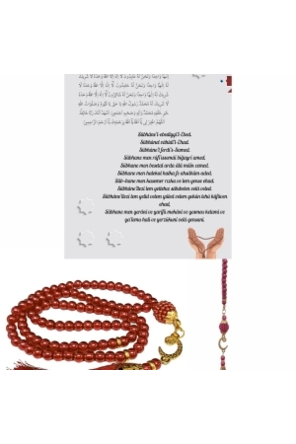 STOREMAX Namaz Tesbihi Vavlı 99'lu Cam İncili İsmi Azam Dua Kartı ile Fuşya Renk Hediyelik