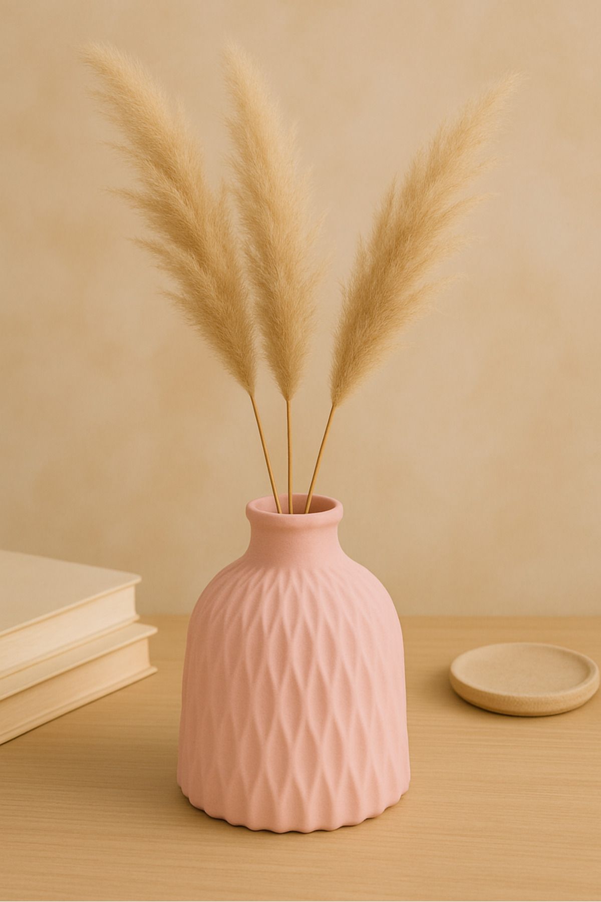 Home Dekoratif Biblo Dalga Desenli Pembe