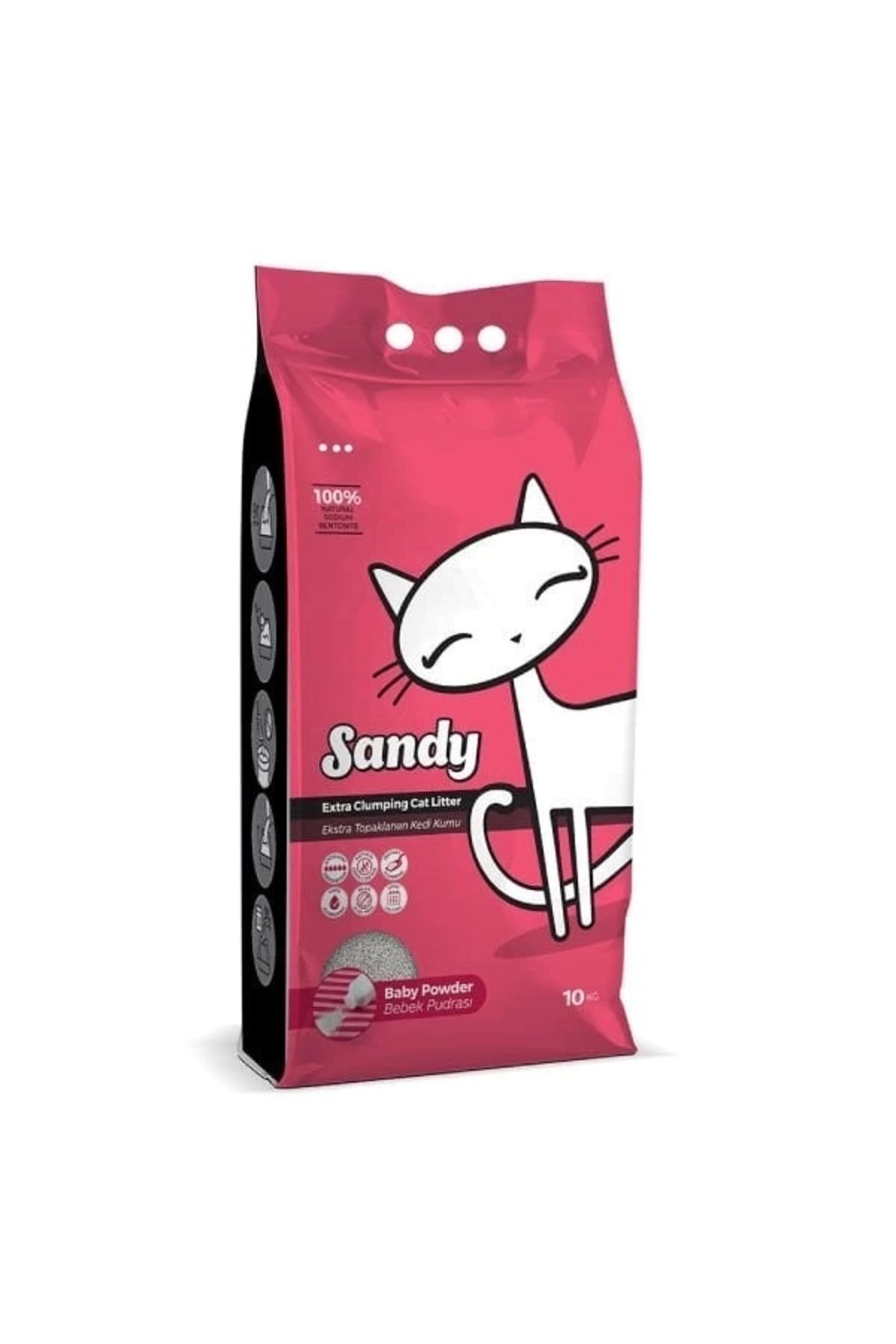 YNT İthalat Sandy Sodyum Ultra Topaklaşan Bebek Pudralı Doğal Kedi Kumu 10 Kg