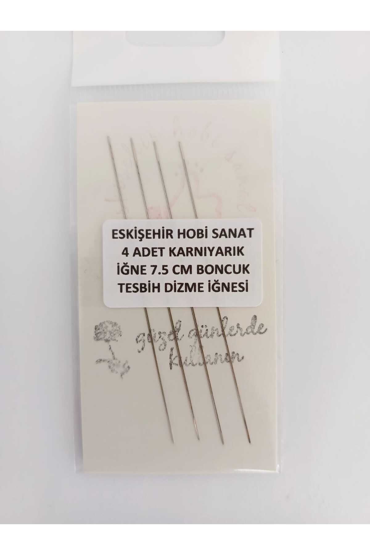 Eskişehir hobi sanat 7,5 Cm 4 Adet Karnıyarık Iğne Boncuk Dizme Iğnesi Miyuki Boncuk Tesbih Tanesi Imame Geçirme Iğnesi