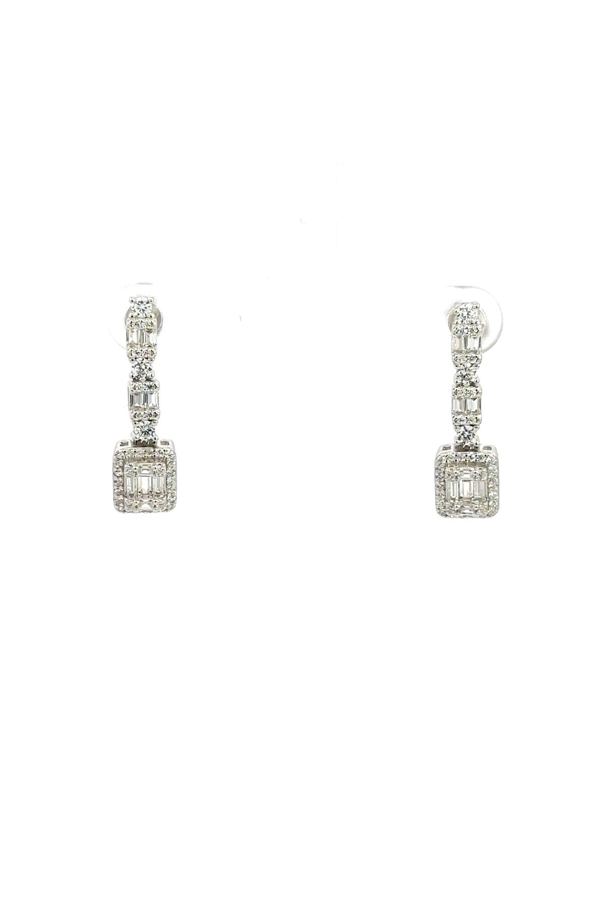 SÜKSE JEWELRY İthal Baget Sallantılı Gümüş Küpe