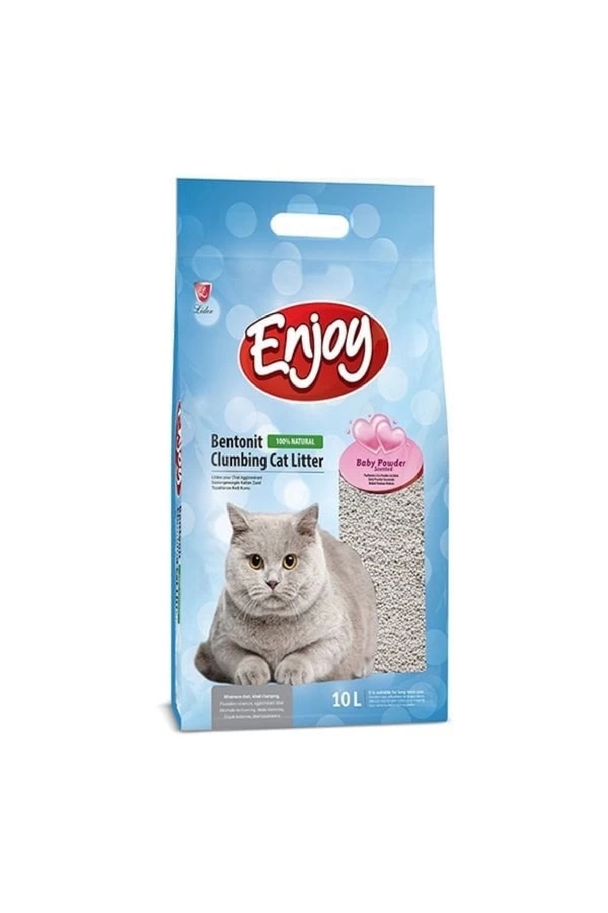 YNT İthalat Enjoy Topaklanan Bebek Pudra Kokulu Bentonit Doğal Kedi Kumu 10 Lt