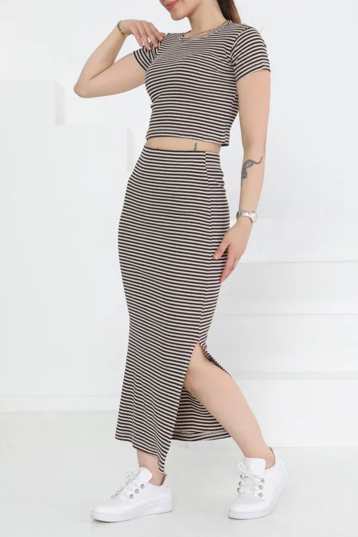 Butik Kısa Kollu Çizgili İkili Takım