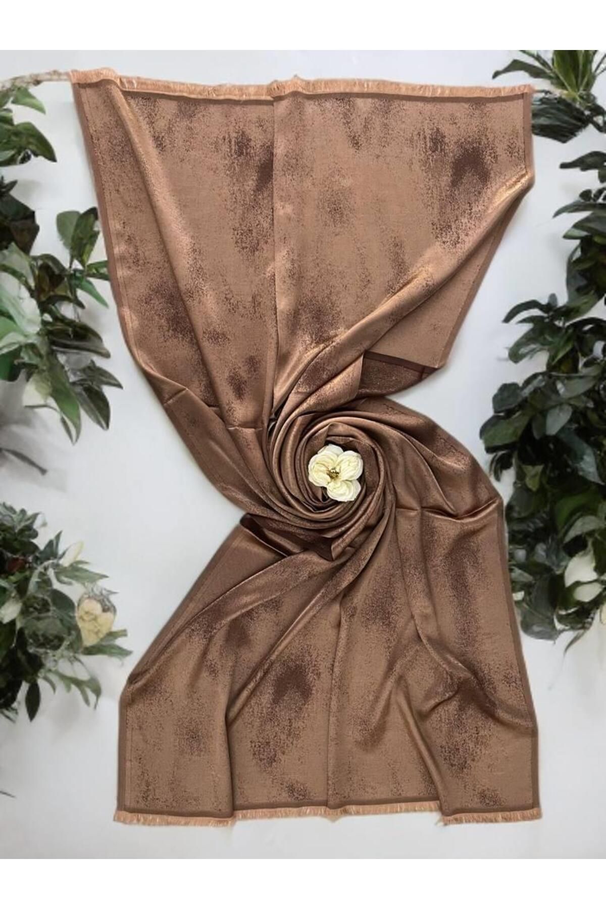 ECHARMBUTIK Kahverengi Bulut Desen Kadın Şal