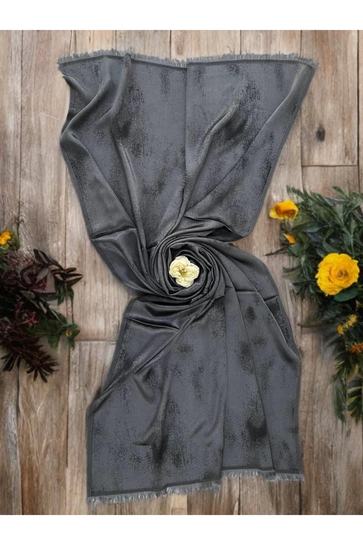 ECHARMBUTIK Siyah Bulut Desen Kadın Şal