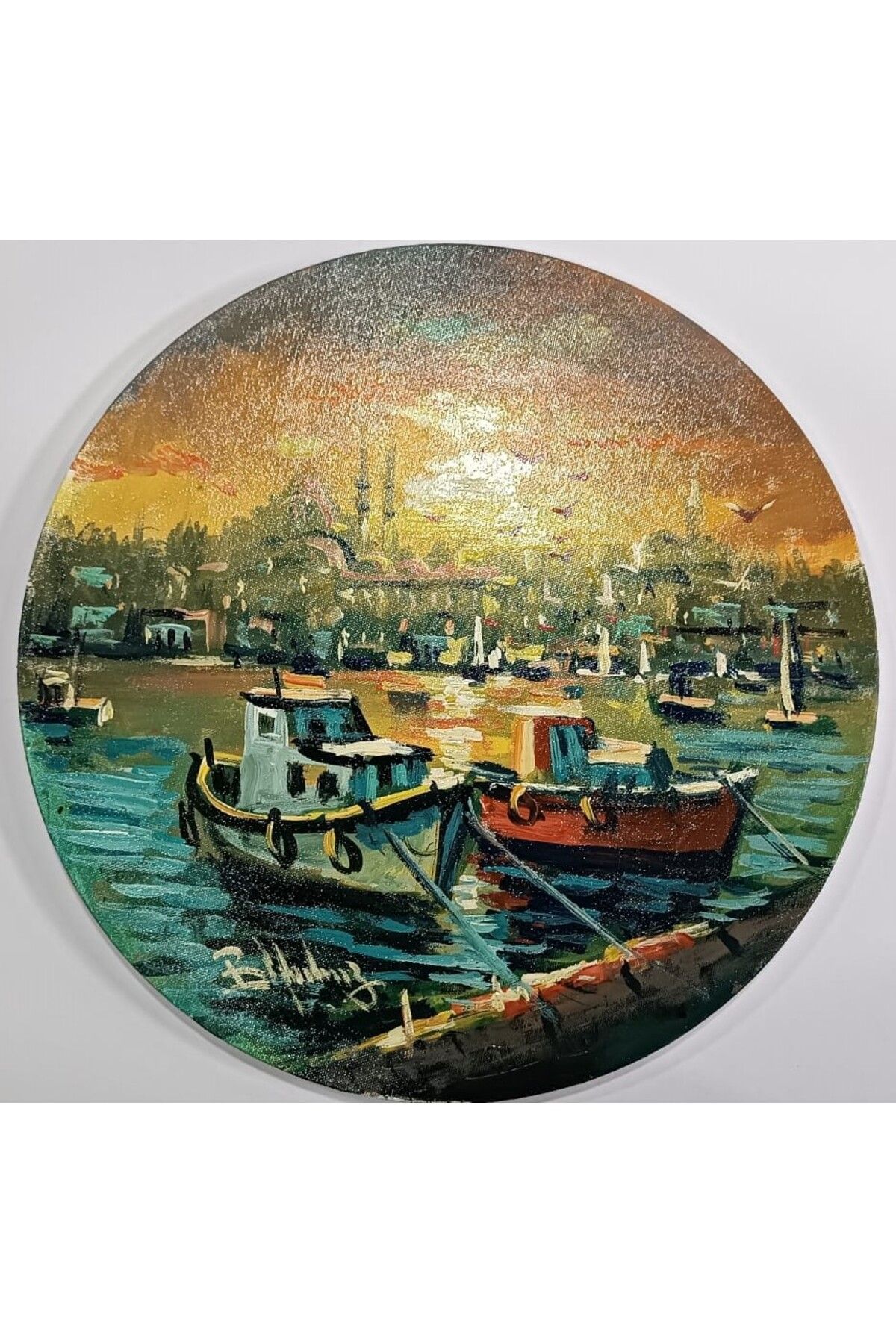 Yıldırım Kırtasiye 45cm resimli tablo yuvarlak manzaralı
