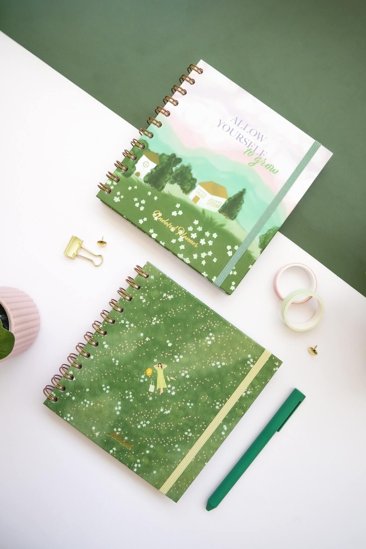 Matt Notebook 15x15 cm Kare 2'li Set Spiralli Süresiz Planlayıcı Ajanda ve Defter