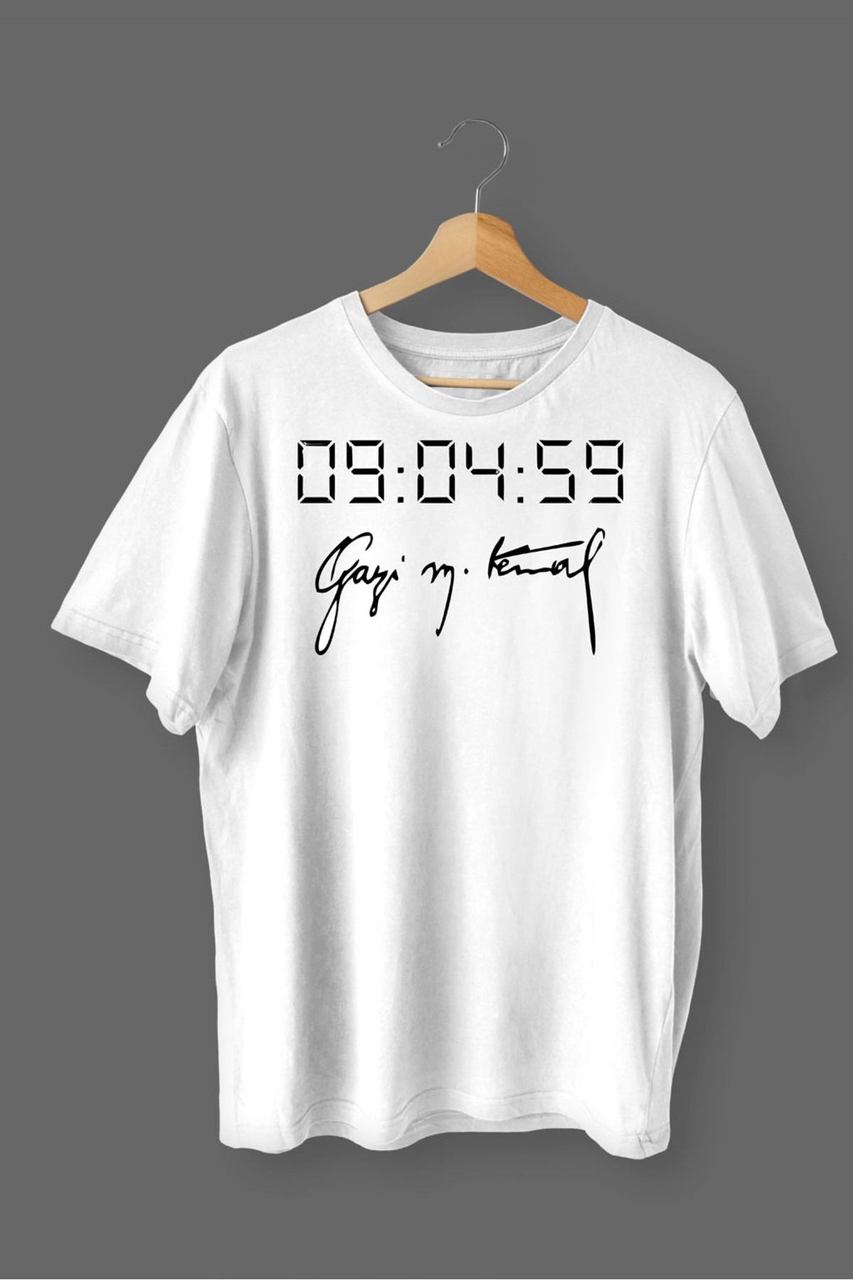 MLH STORE Atatürk İmza Baskılı Pamuklu Likralı T-shirt (Siyah Yazılı Beyaz) XL Beden