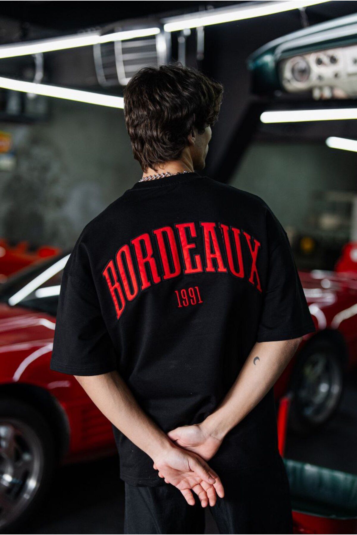 MR.FREGOLİ Bordeaux Aplike Nakış Oversize Tshirt