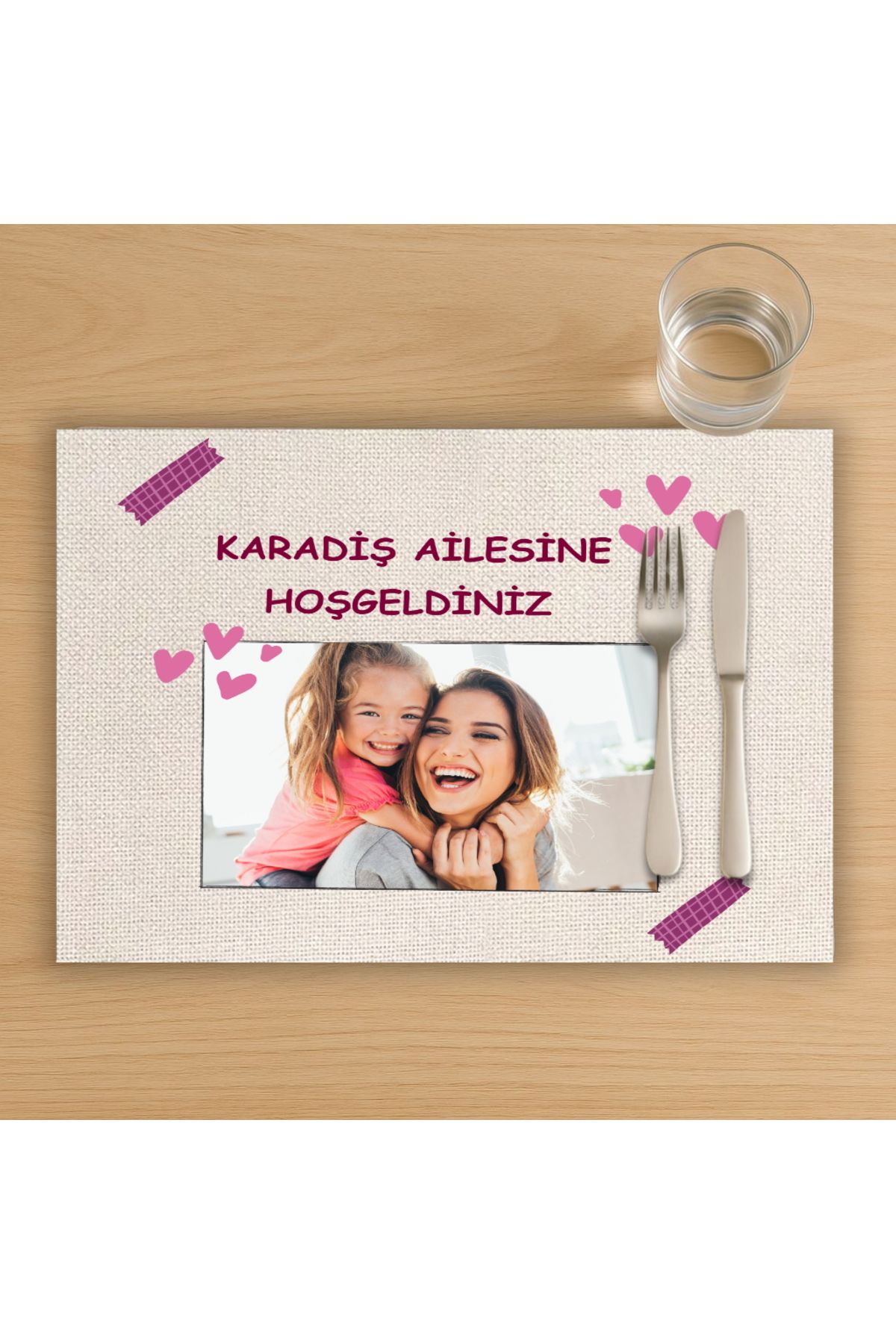Hediye Deposu Kişiye Özel Fotoğraflı ve Yazılı Amerikan Servis, Tabak Altlığı & Ev Hediyesi, 2 Adet
