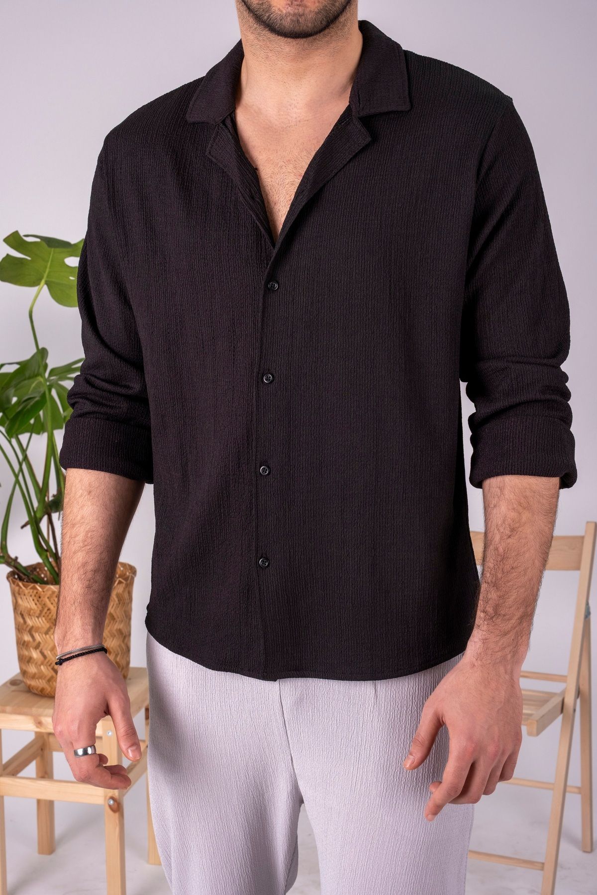 COHERENT Unisex Kadın/Erkek Renkli Özel Üretim Ferah Oversize Bürümcük Kumaş Alt Üst Gömlek Jogger Takım