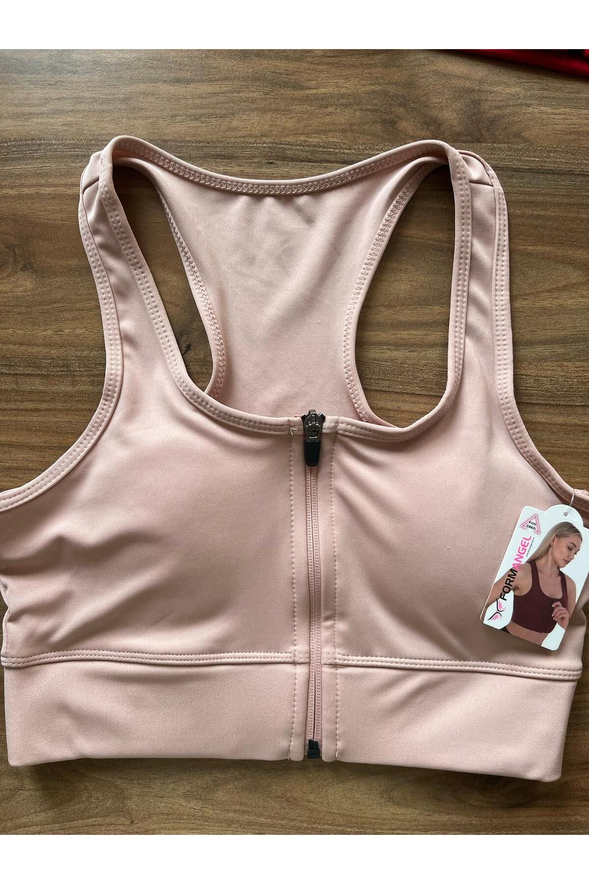 hakkoymaz Kalın Askılı Fermuarlı Spor Büstiyer - Sports Bra / Crop Destekli Çıkarılabilir Pedli Spor Sütyeni