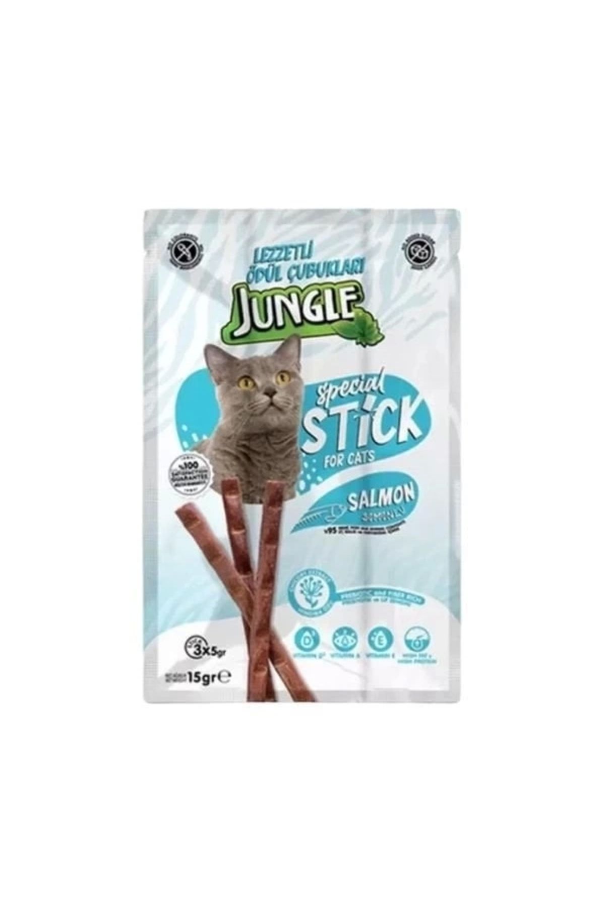 YNT İthalat Jungle Somonlu Stick Kedi Ödülü 3 Adet 5 Gr