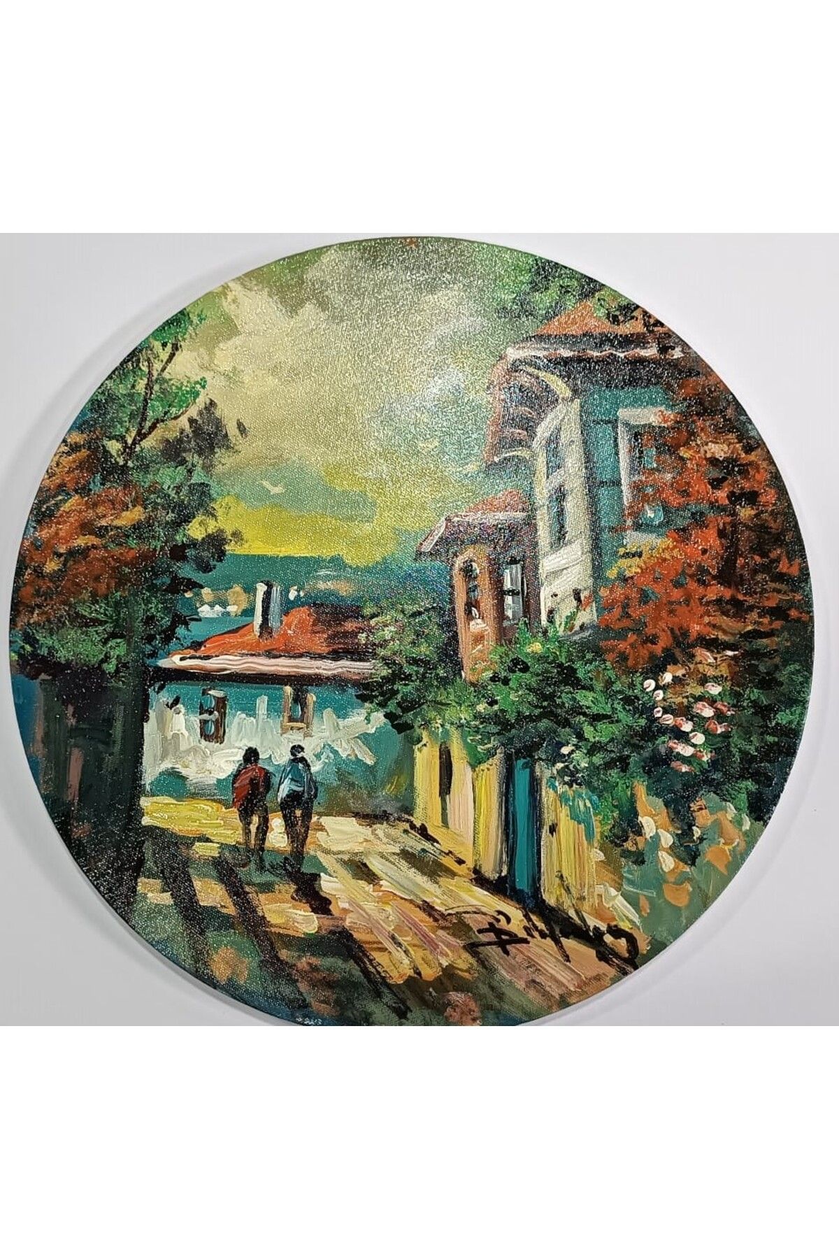 Yıldırım Kırtasiye 45cm resimli tablo yuvarlak manzaralı